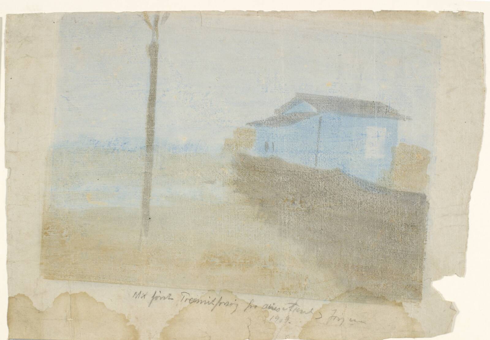 Landskab med hus og træ, Aksel Jørgensen, 1908