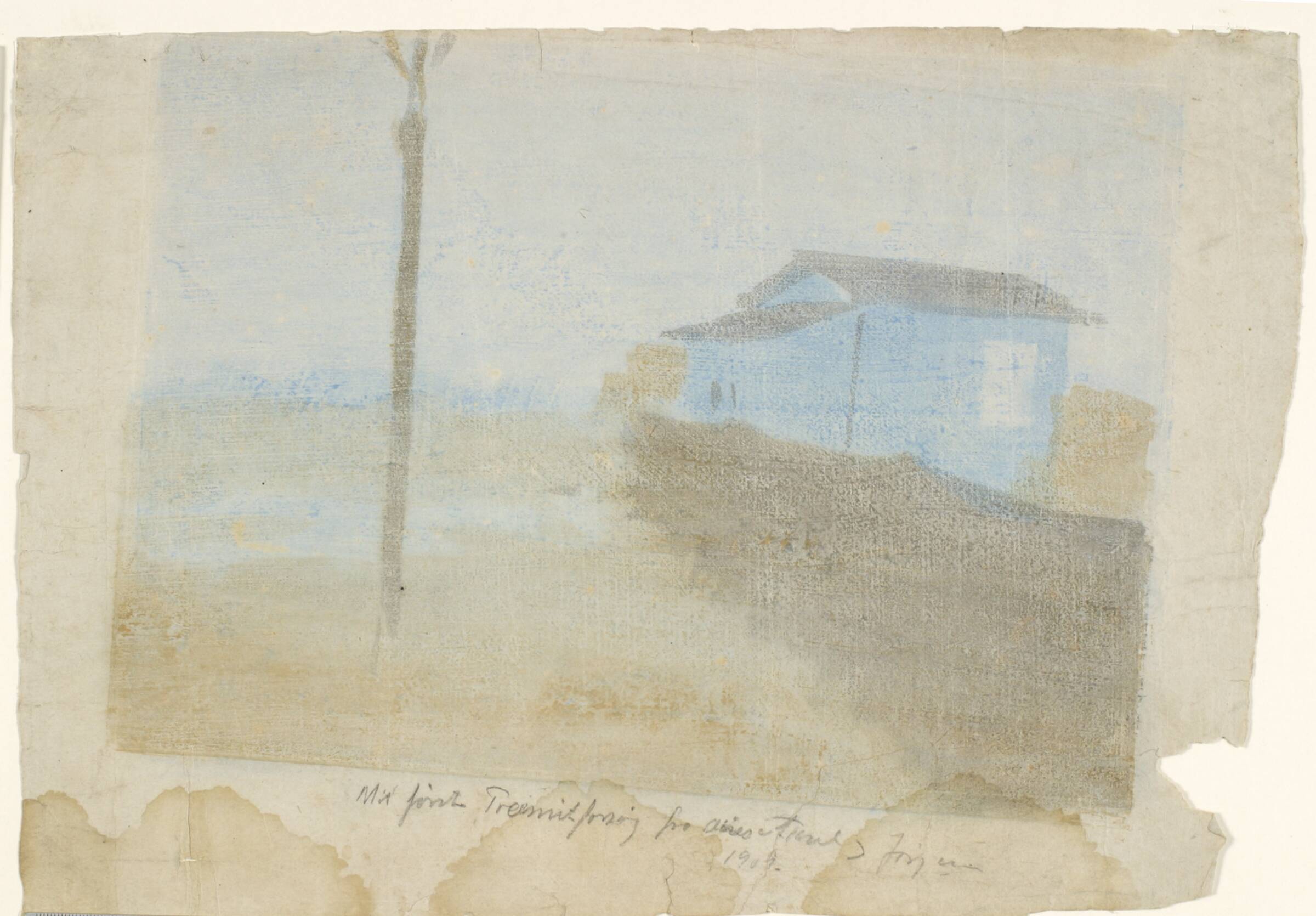 Landskab med hus og træ, Aksel Jørgensen, 1908