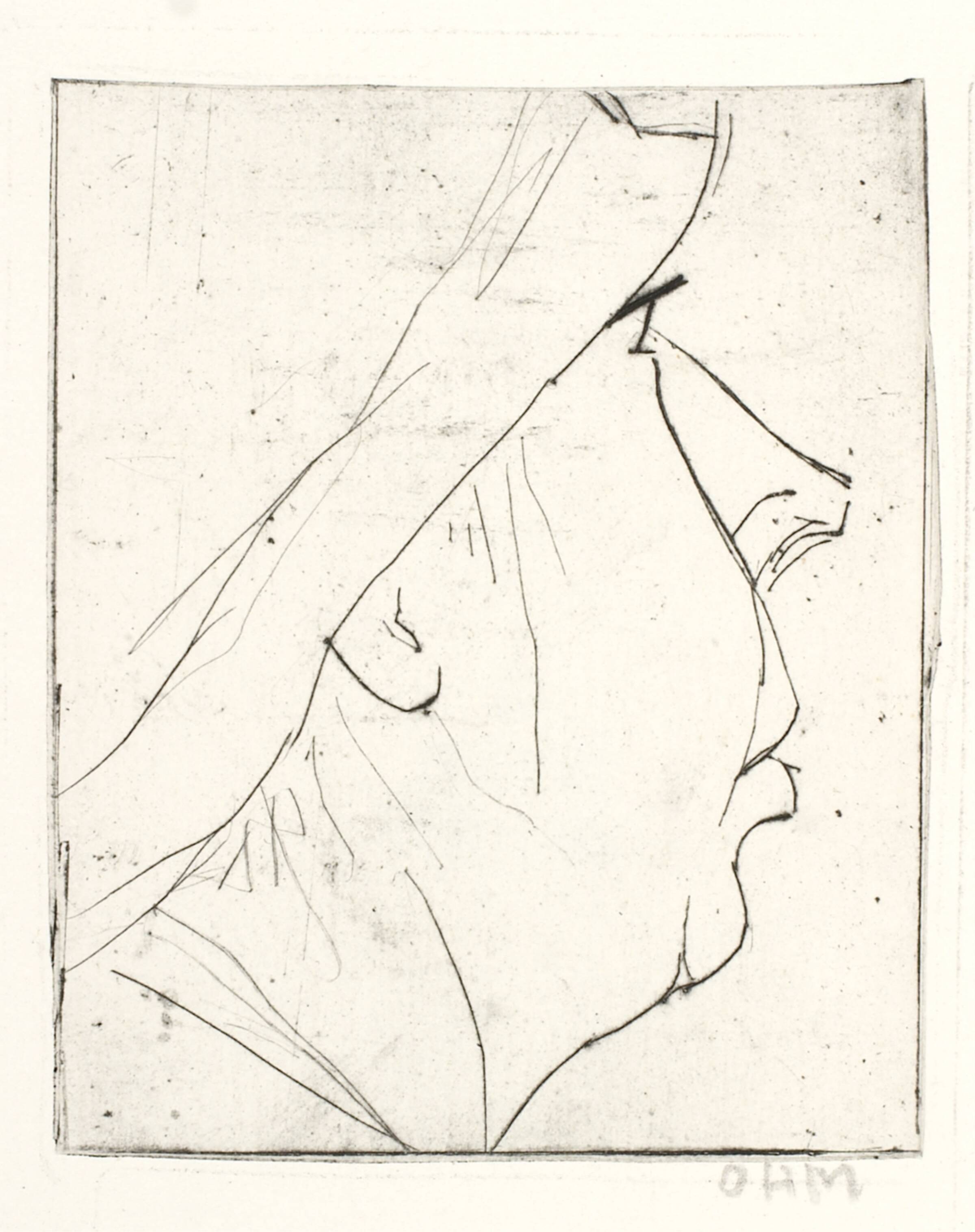 Portræt af en kvinde, profil til højre, Olivia Holm-Møller, 1875-1970