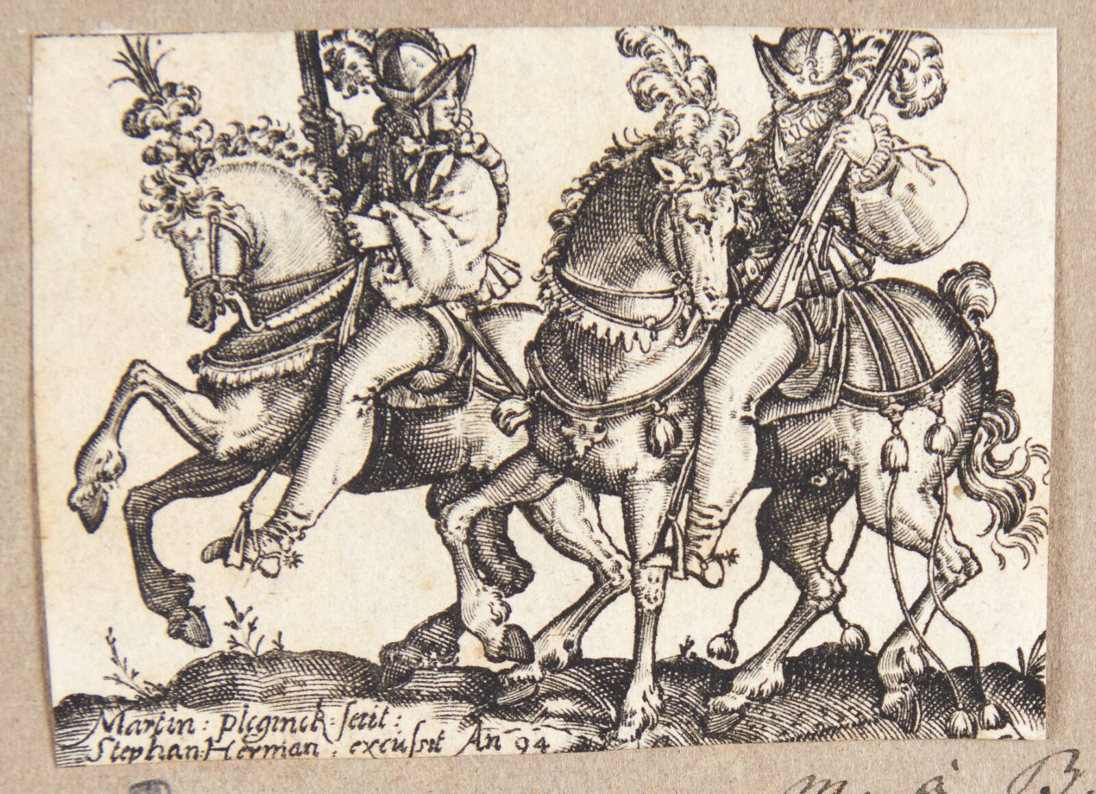 To musketerer til hest, Martin Pleginck, 1594