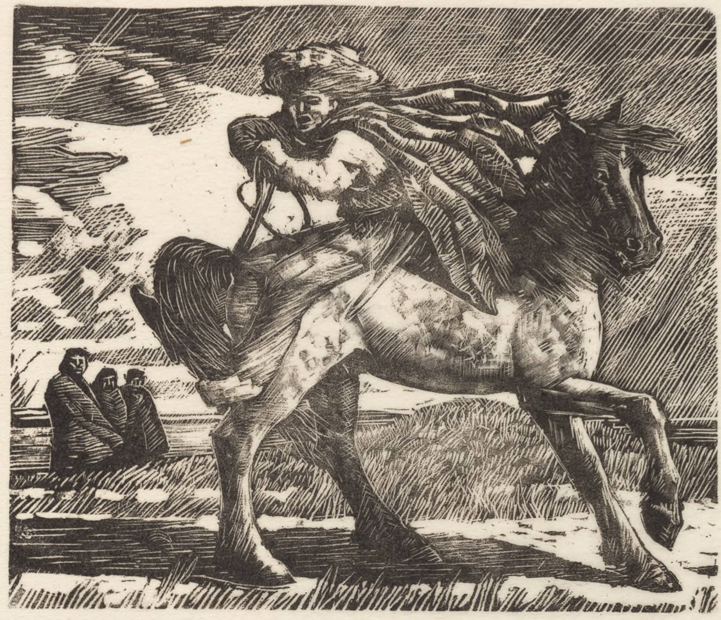 Amled, siddende omvendt på hesten, Povl Christensen, 1952