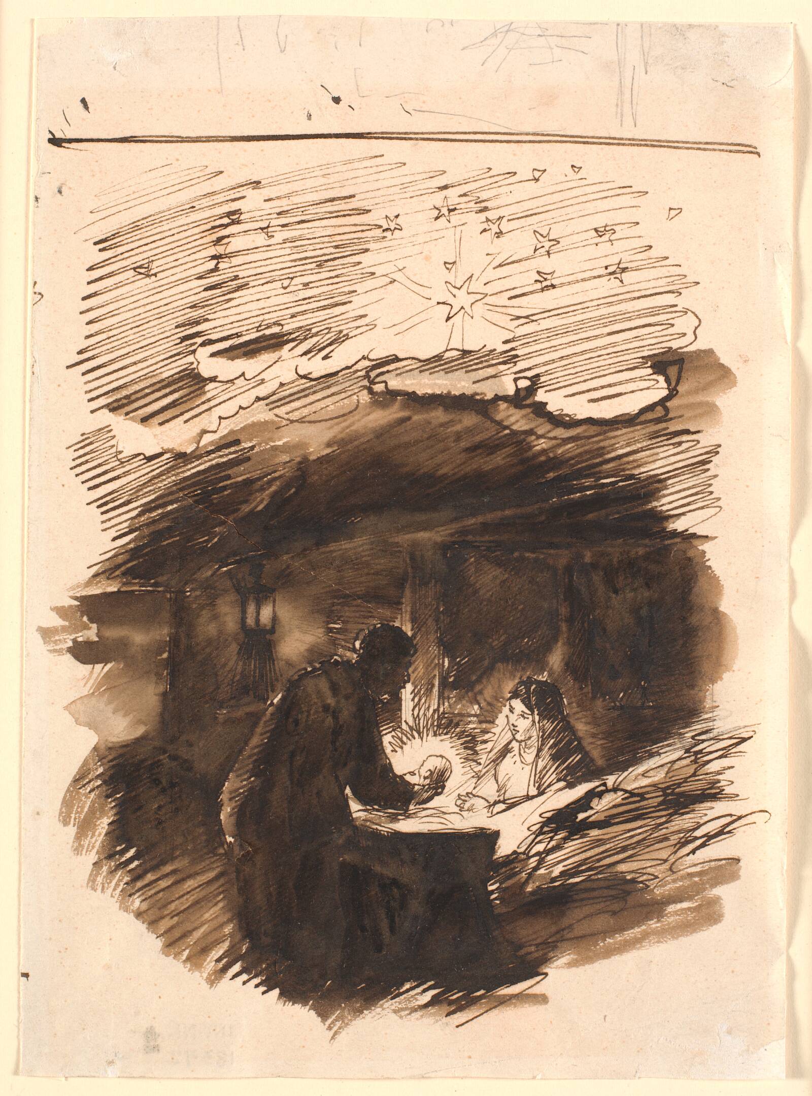 Udkast til "Julenat", Joakim Skovgaard, 1885