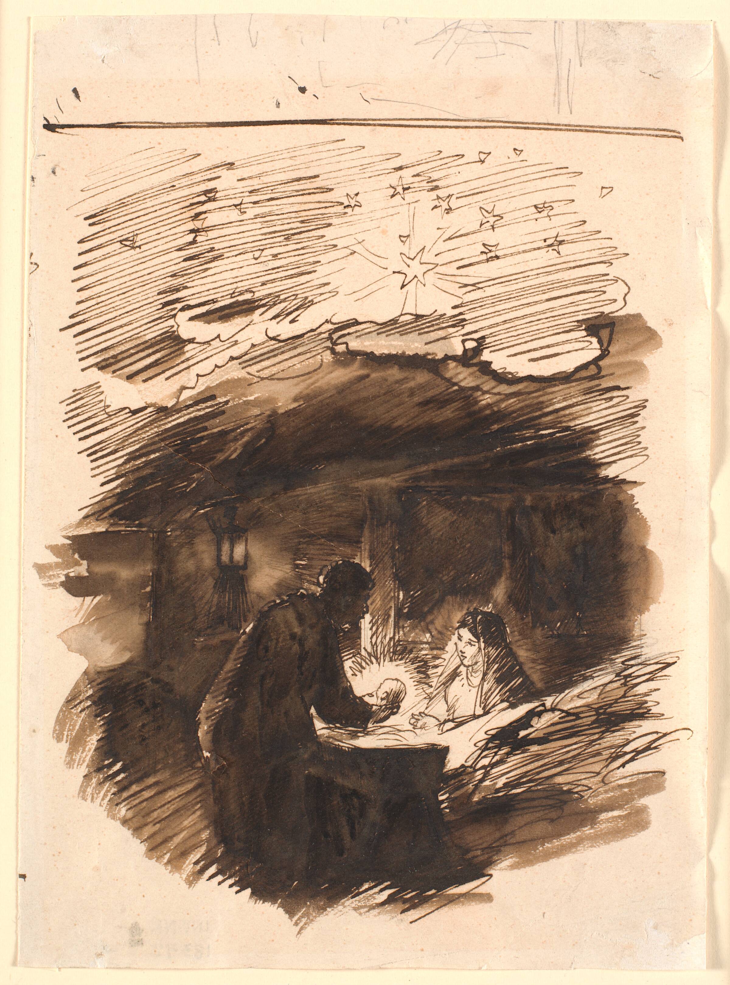 Udkast til "Julenat", Joakim Skovgaard, 1885