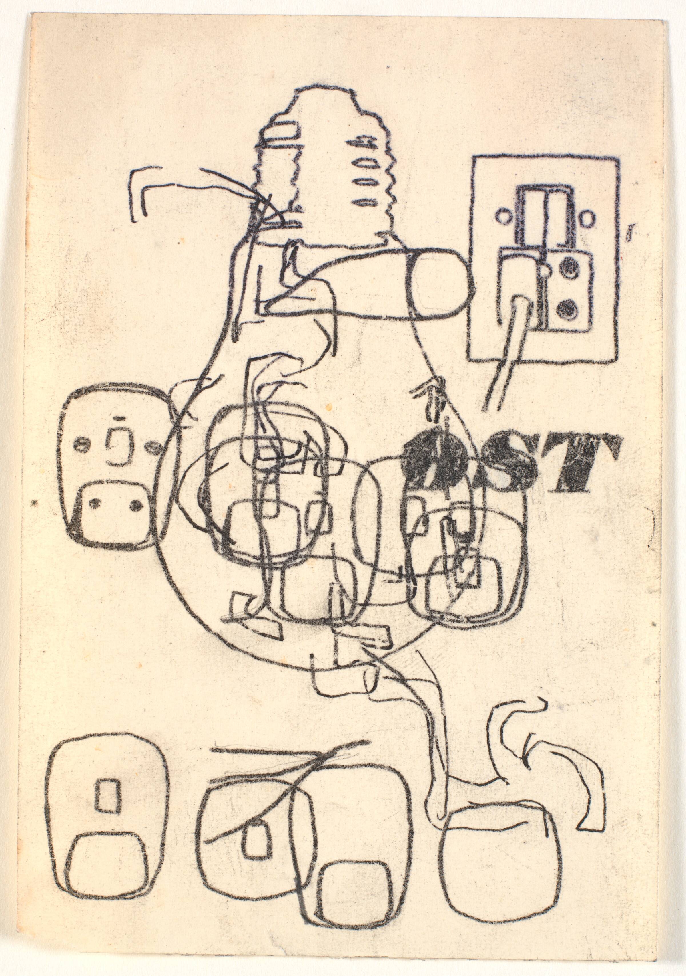 Elektriske elementer m.m. Tegning over ugebladsbilleder, Bjørn Nørgaard, 1965