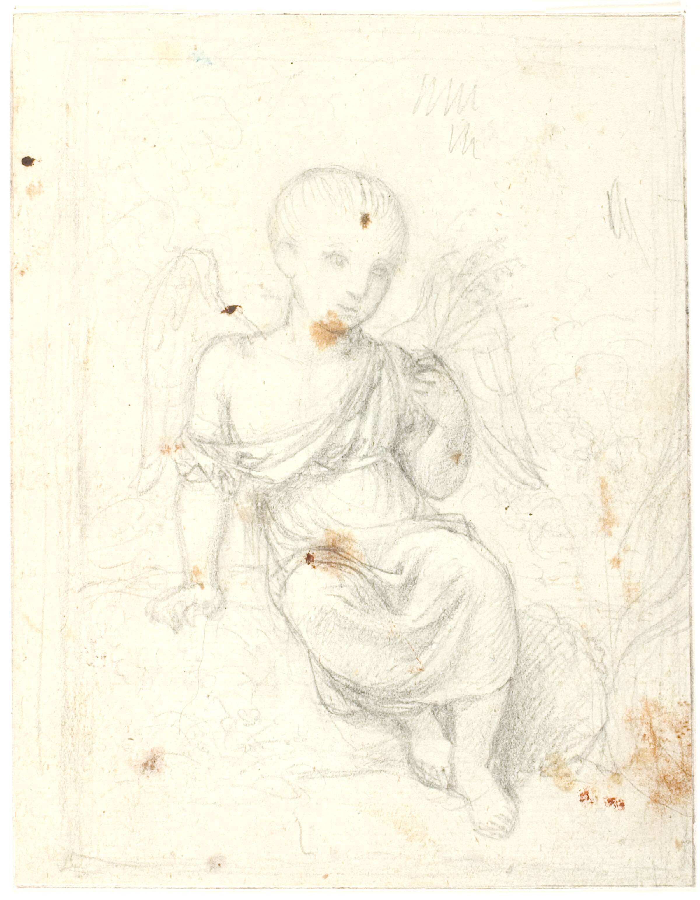 Siddende barn med englevinger, C.G. Kratzenstein Stub, 1783-1816