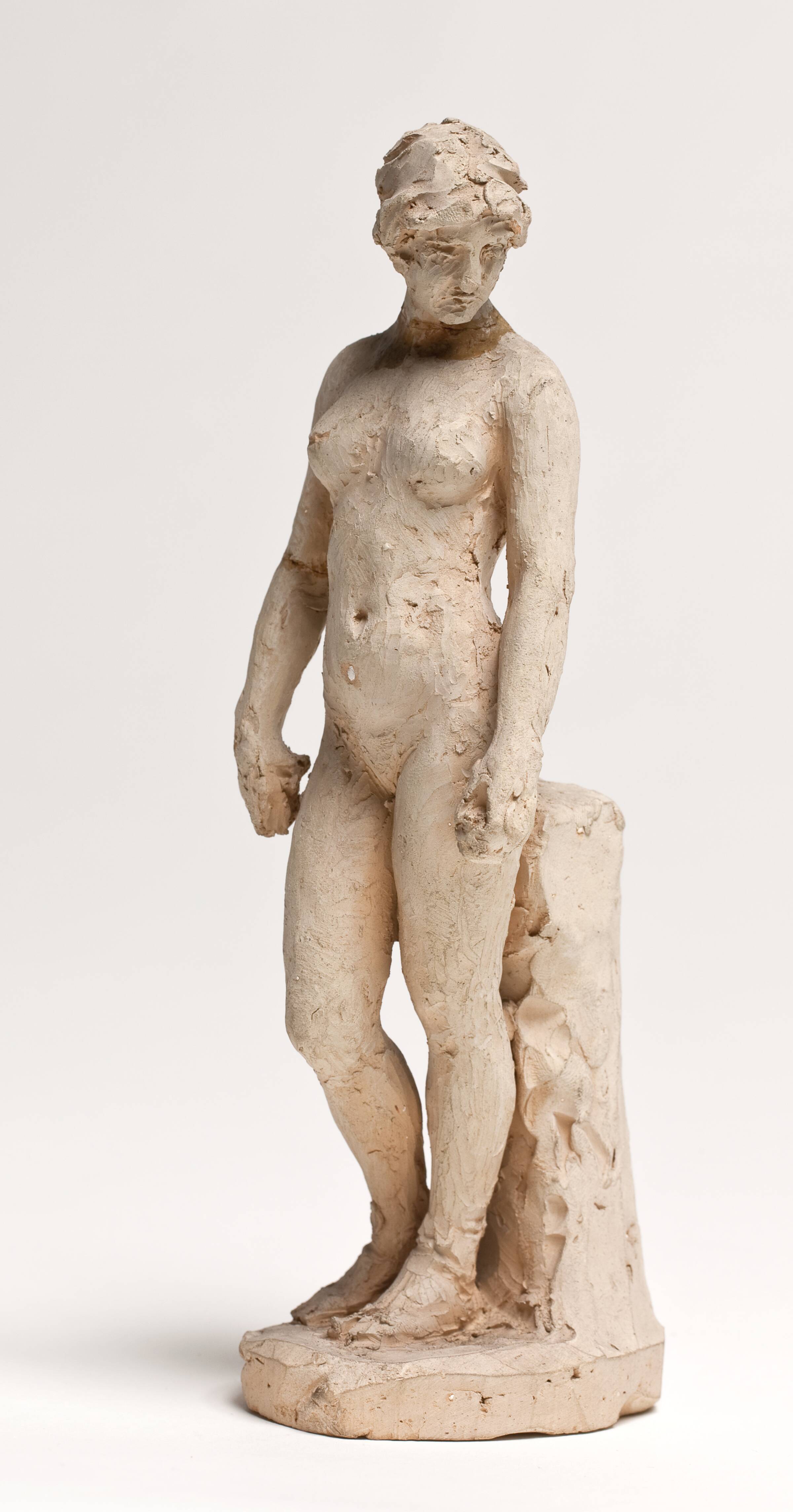 Atalante, stående med guldæblet i hånden, overvundet i væddeløbet med Hippomenes, Vilhelm Bissen, 1890