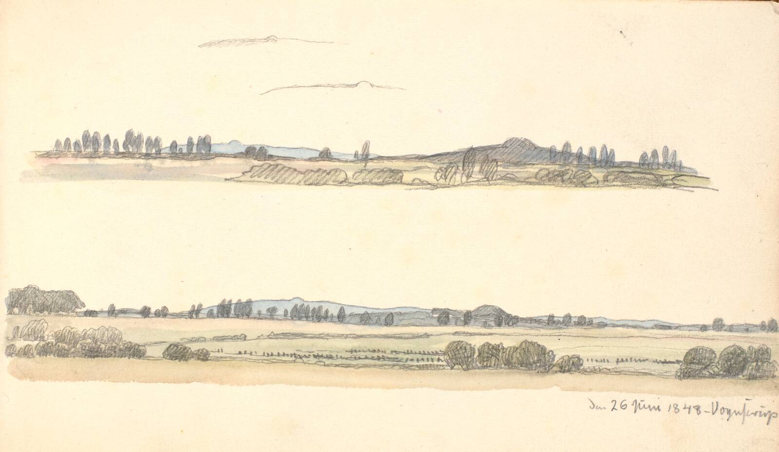 To landskabsstudier, P.C. Skovgaard, 1848