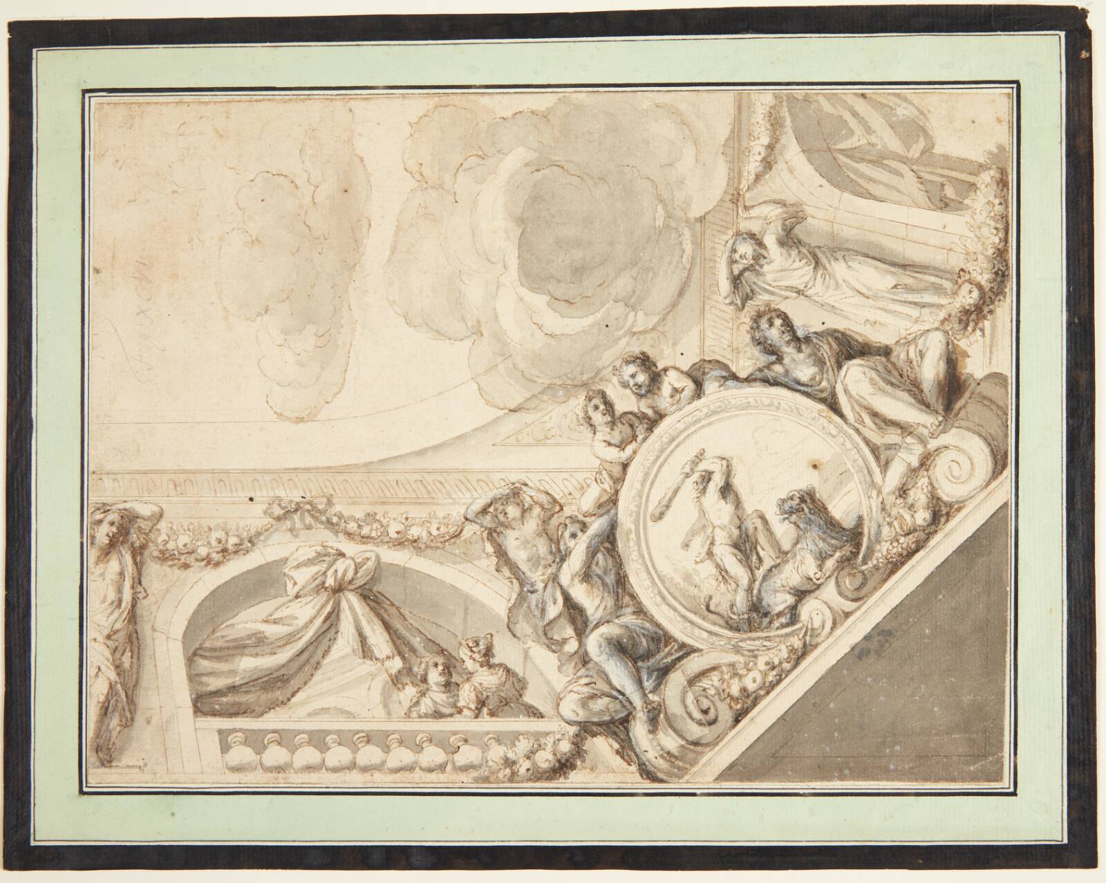 Skitse efter loftmaleri, Ubekendt, 1650-1750