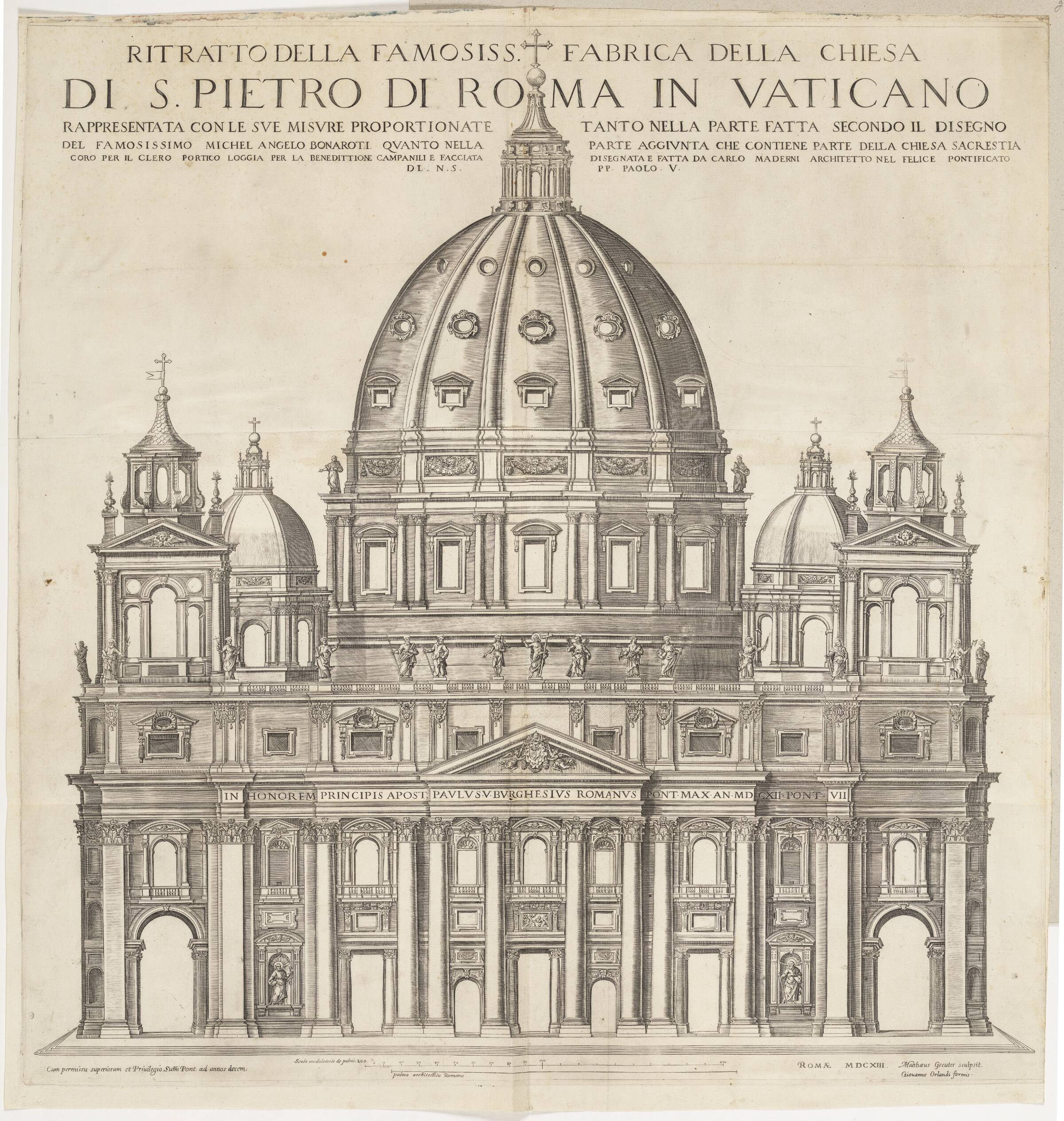 Opstalt af Peterskirken i Rom, Matthäus Greuter, 1613