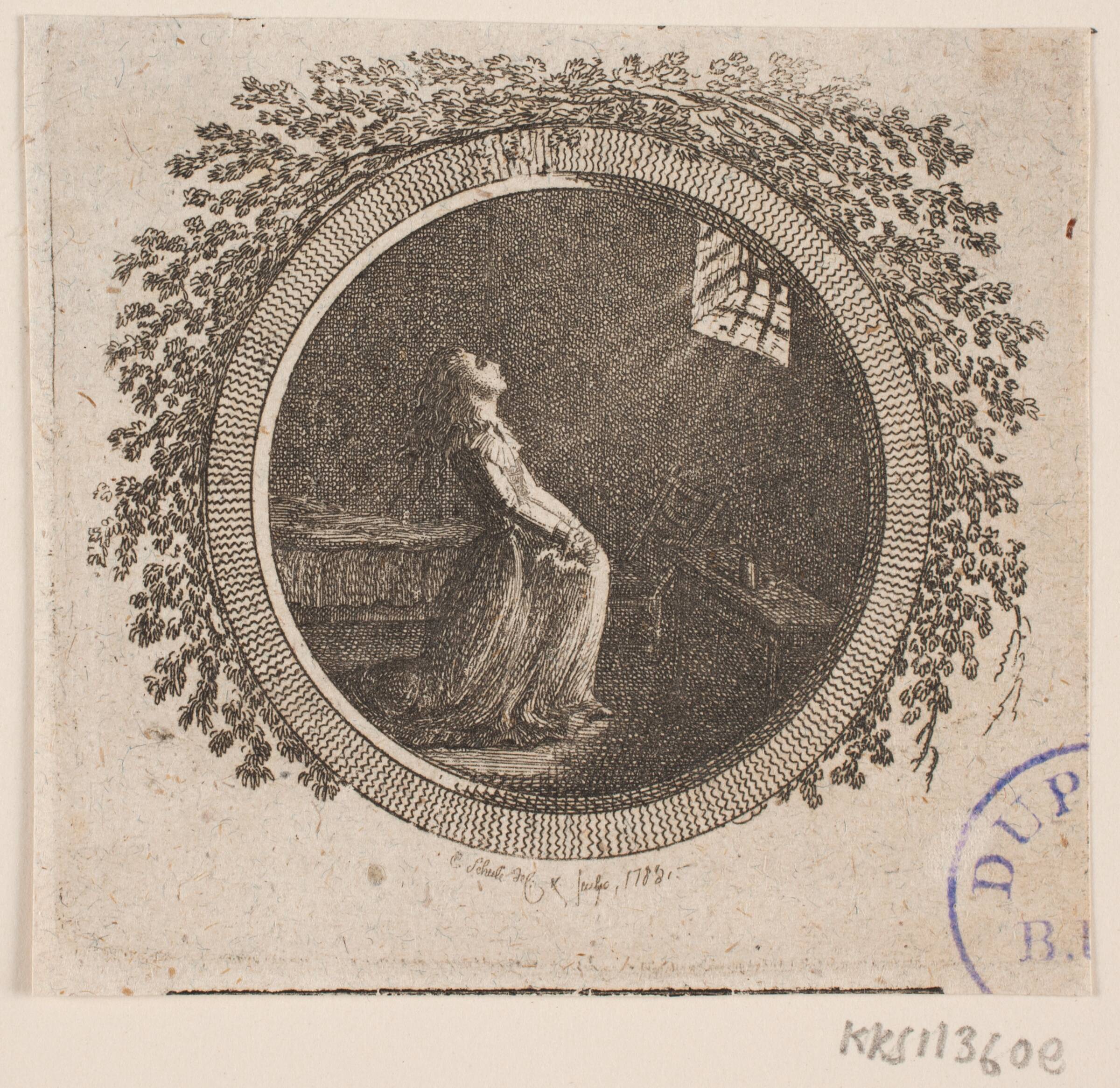 Titelvignet til S. Richardson: "Miss Clarissa Harlowes Historie", sjette del, Georg Christian Schule, 1783