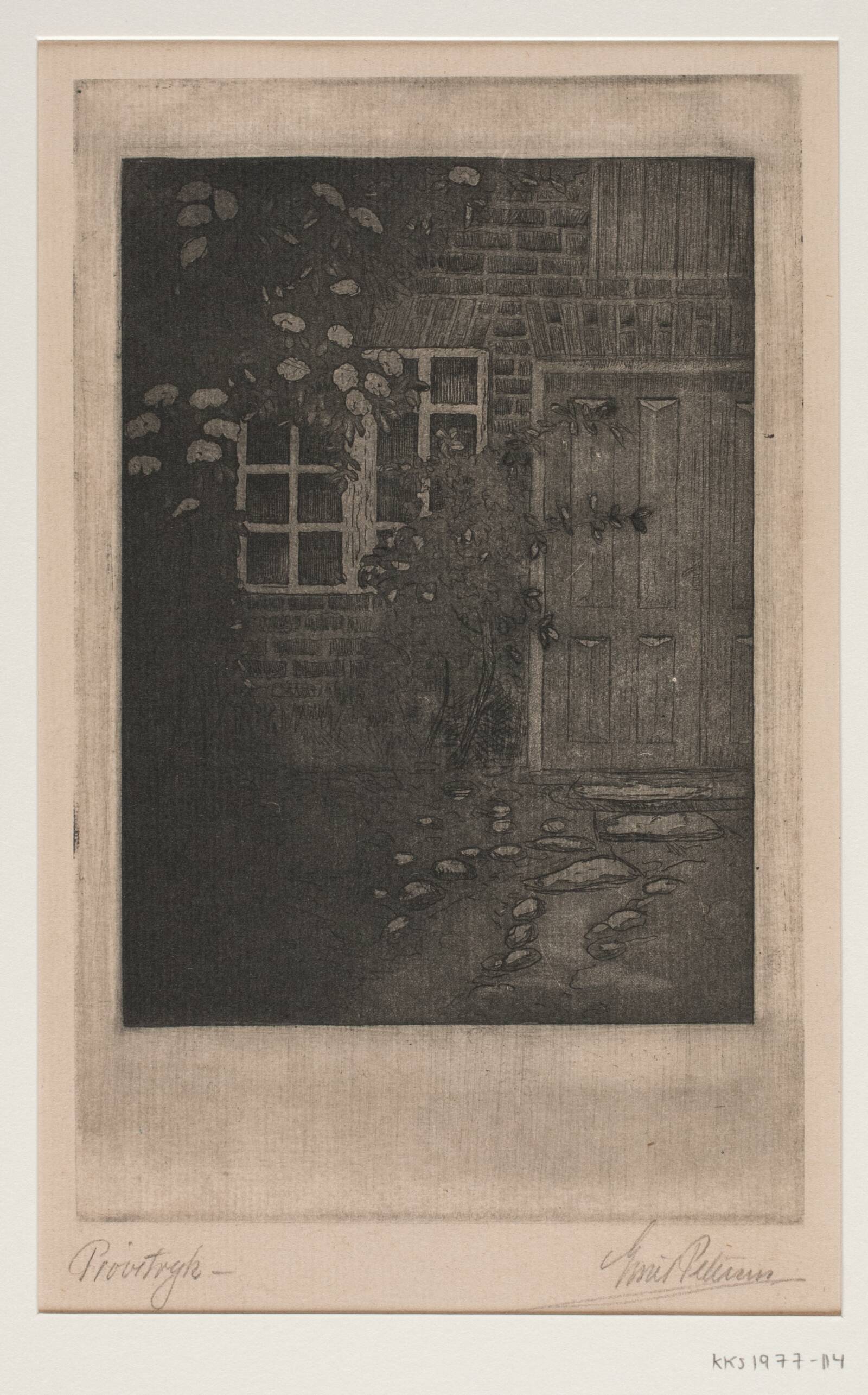 Husmur med blomster, Emil Petersen, 1890-1909