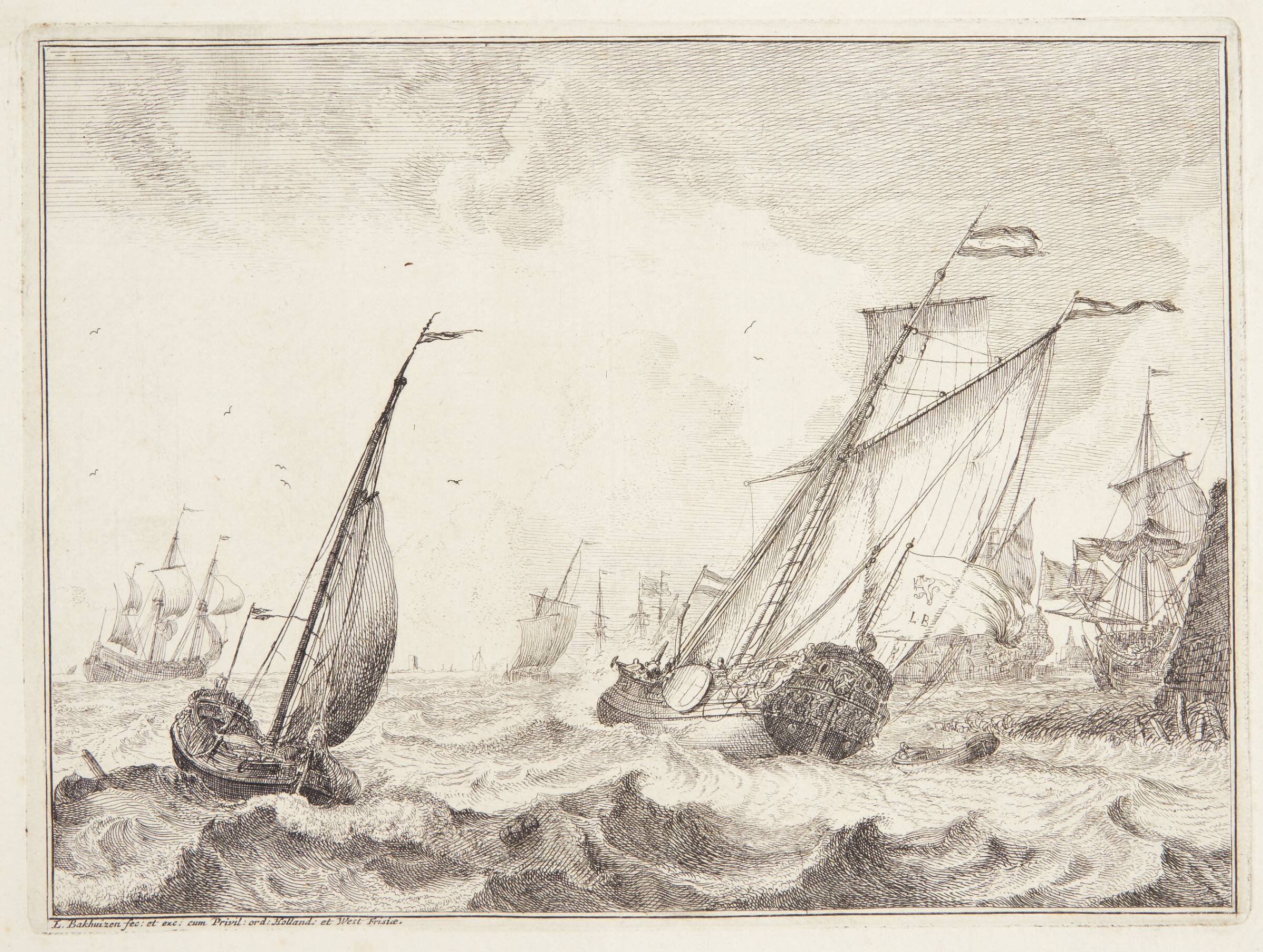 Skibe ud for den hollandske kyst, Ludolf Bakhuizen, 1701