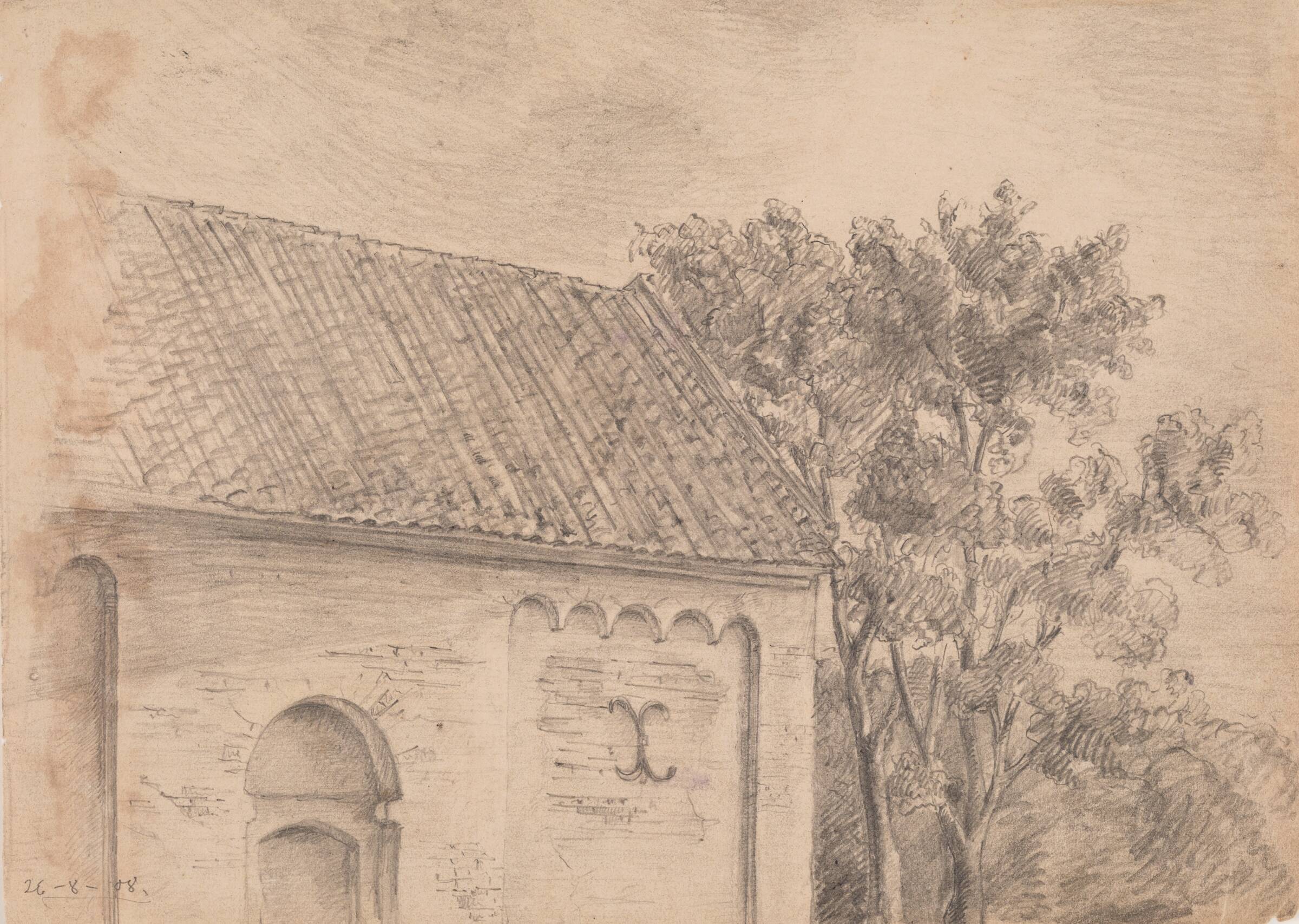 Kirkearkitektur med træer, J.A. Jerichau, 1908