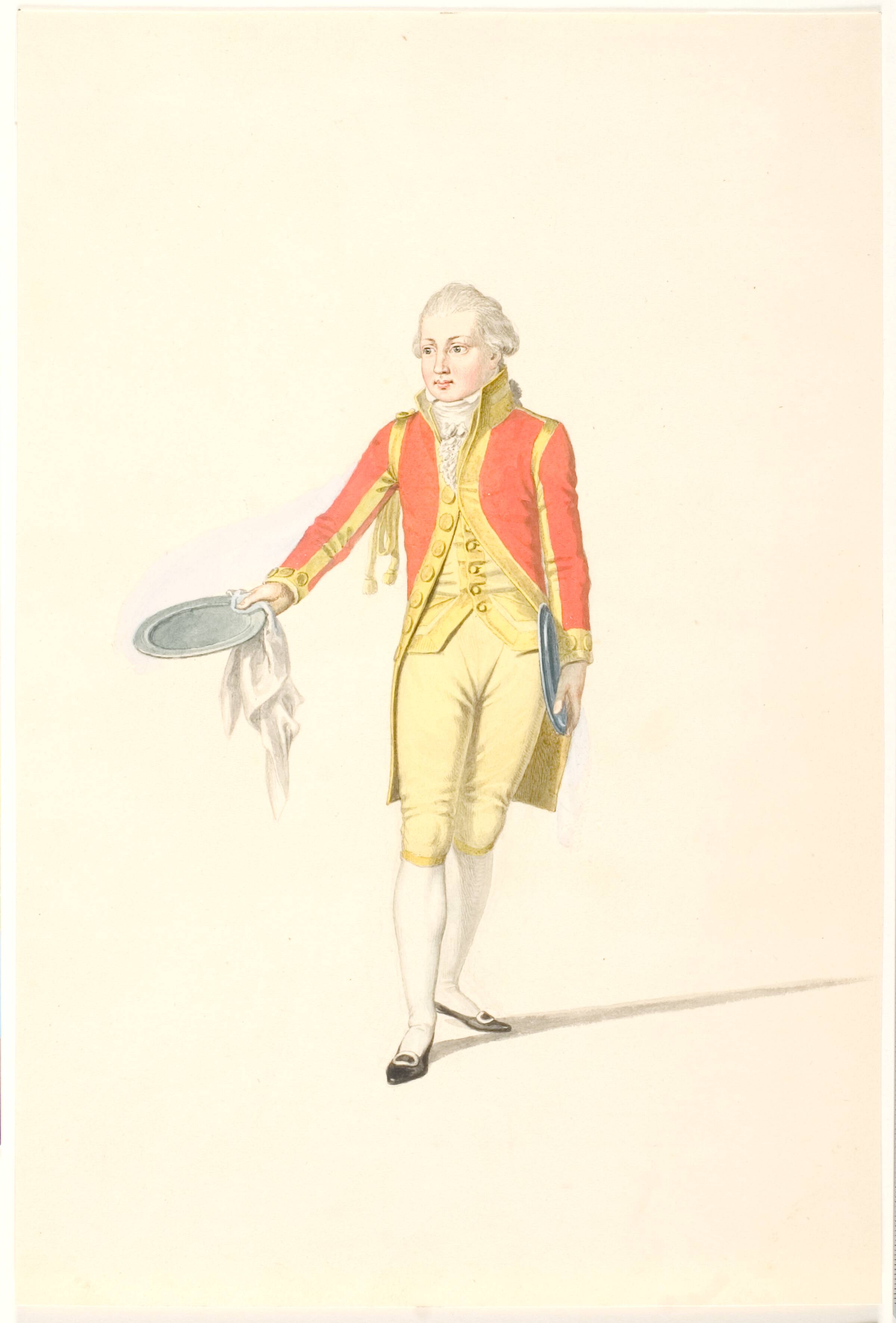 Kongelig lakaj med to tomme bakker, Johannes Senn, 1807