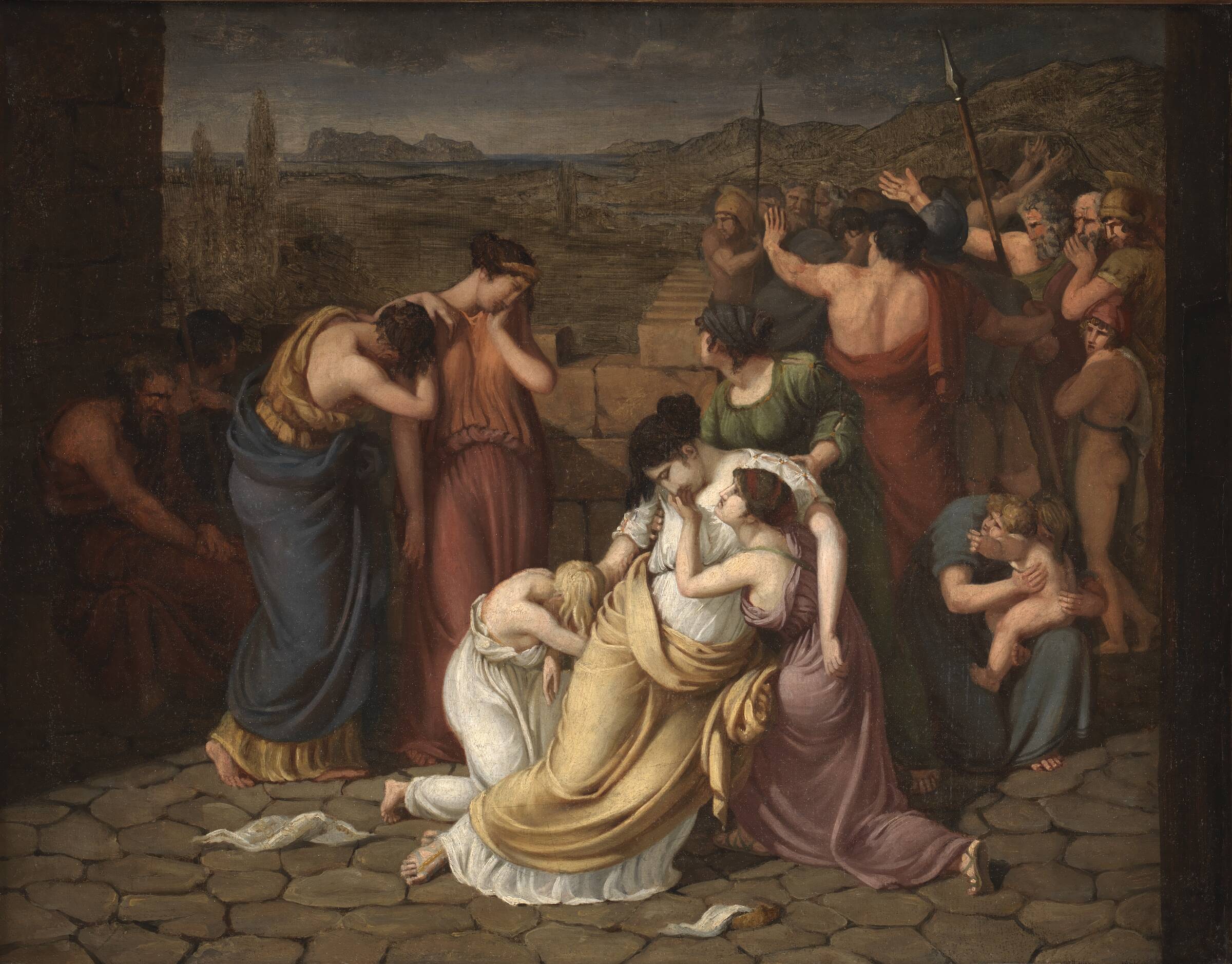 Andromache i afmagt ved synet af Hektors lig, J.L. Lund, 1803-1804