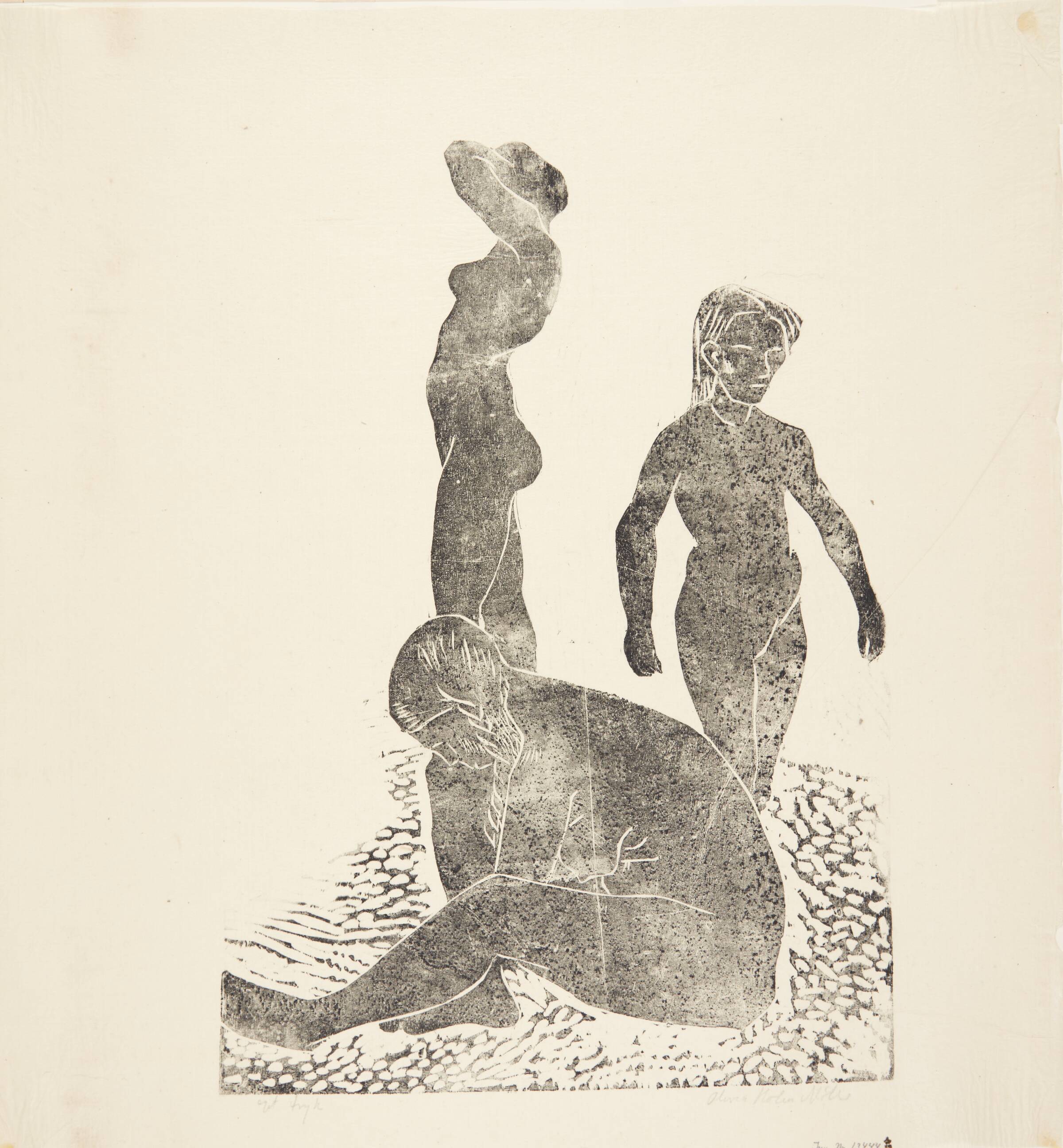 Tre nøgne piger ved stranden, Olivia Holm-Møller, 1875-1970