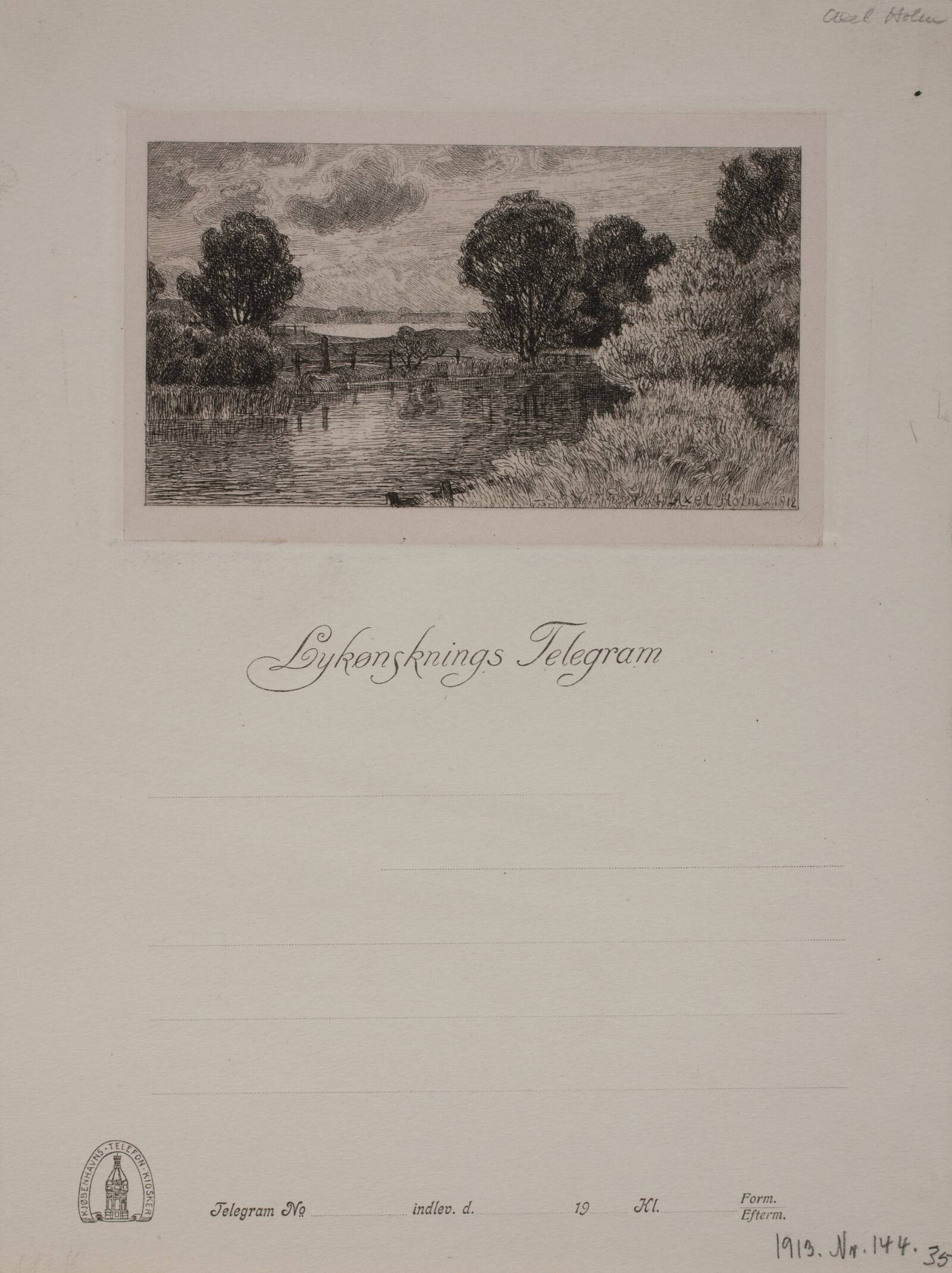 Landskab med sø, Axel Holm, 1912