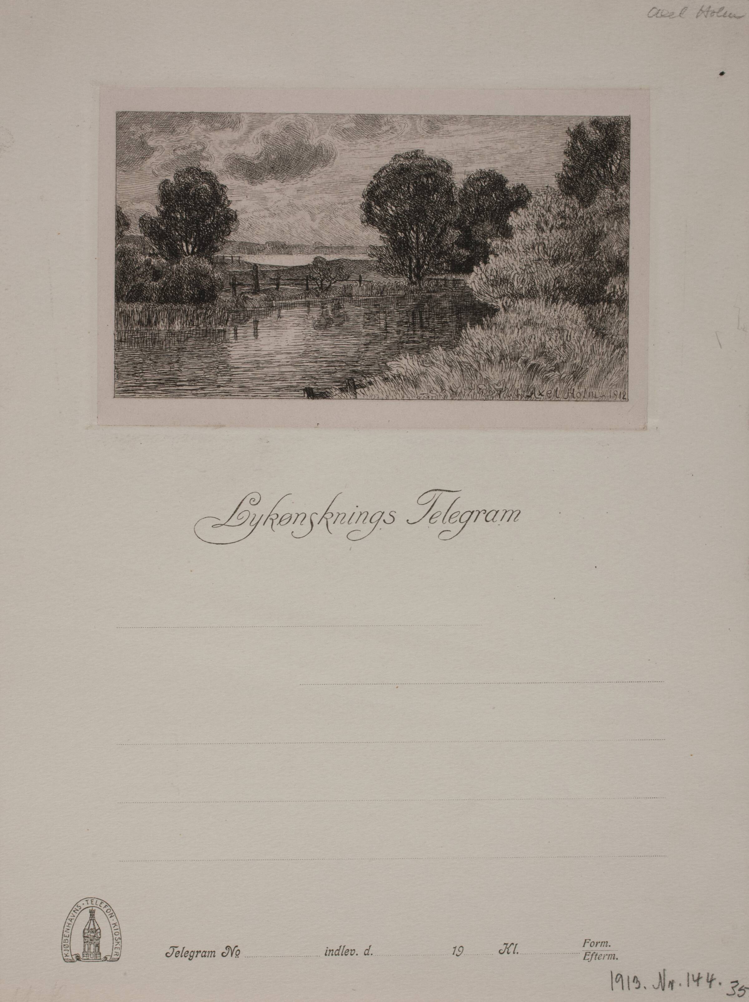 Landskab med sø, Axel Holm, 1912