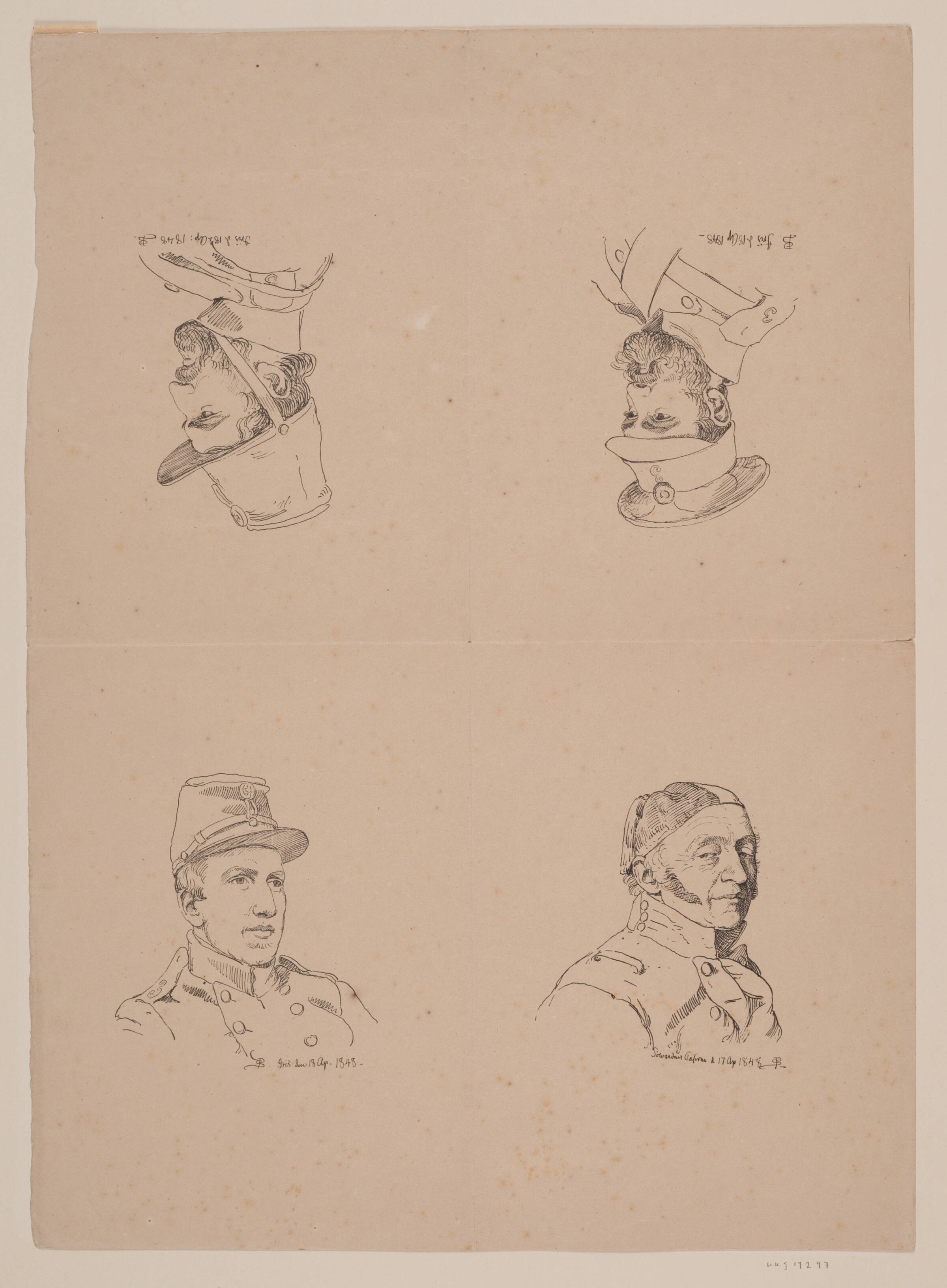 Portrætter af Carlo Dalgas, J. Th. Lundbye, Svend Grundtvig og Major Blom, P.C. Skovgaard, 1835