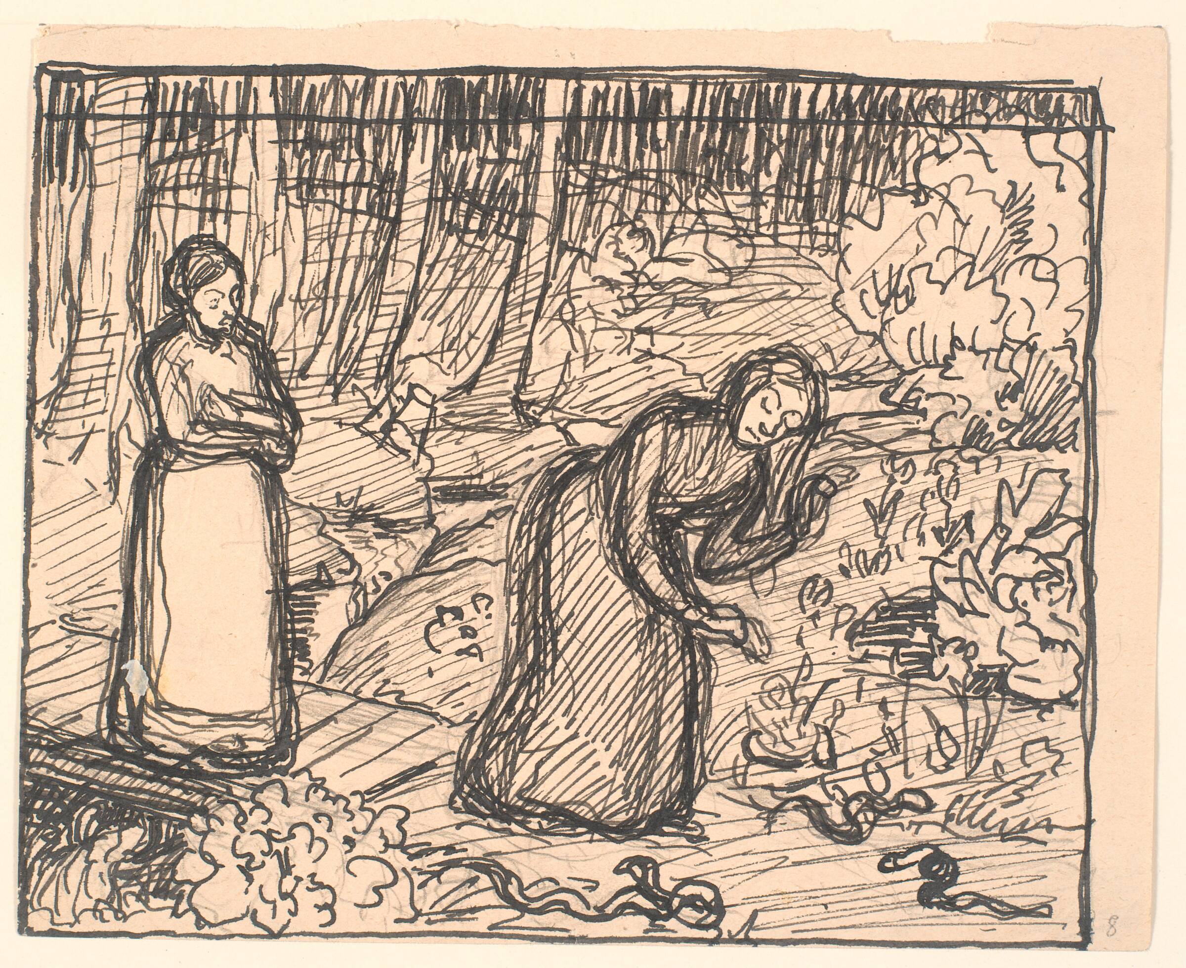 Og så gik de ind i Dødens store Drivhus..., Fritz Syberg, 1901