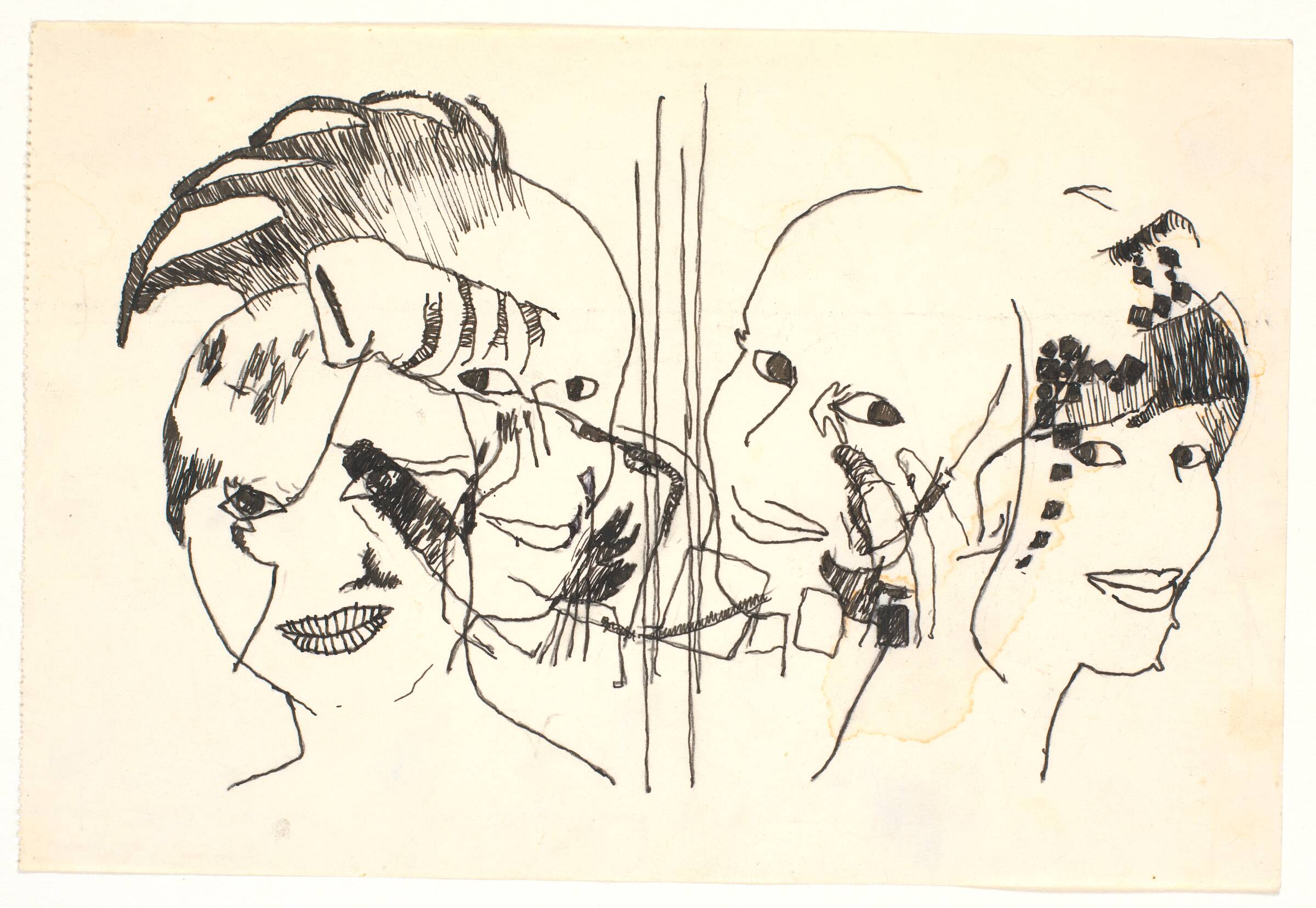 Fire kvindehoveder. Tegning over ugebladsbilleder, Bjørn Nørgaard, 1965