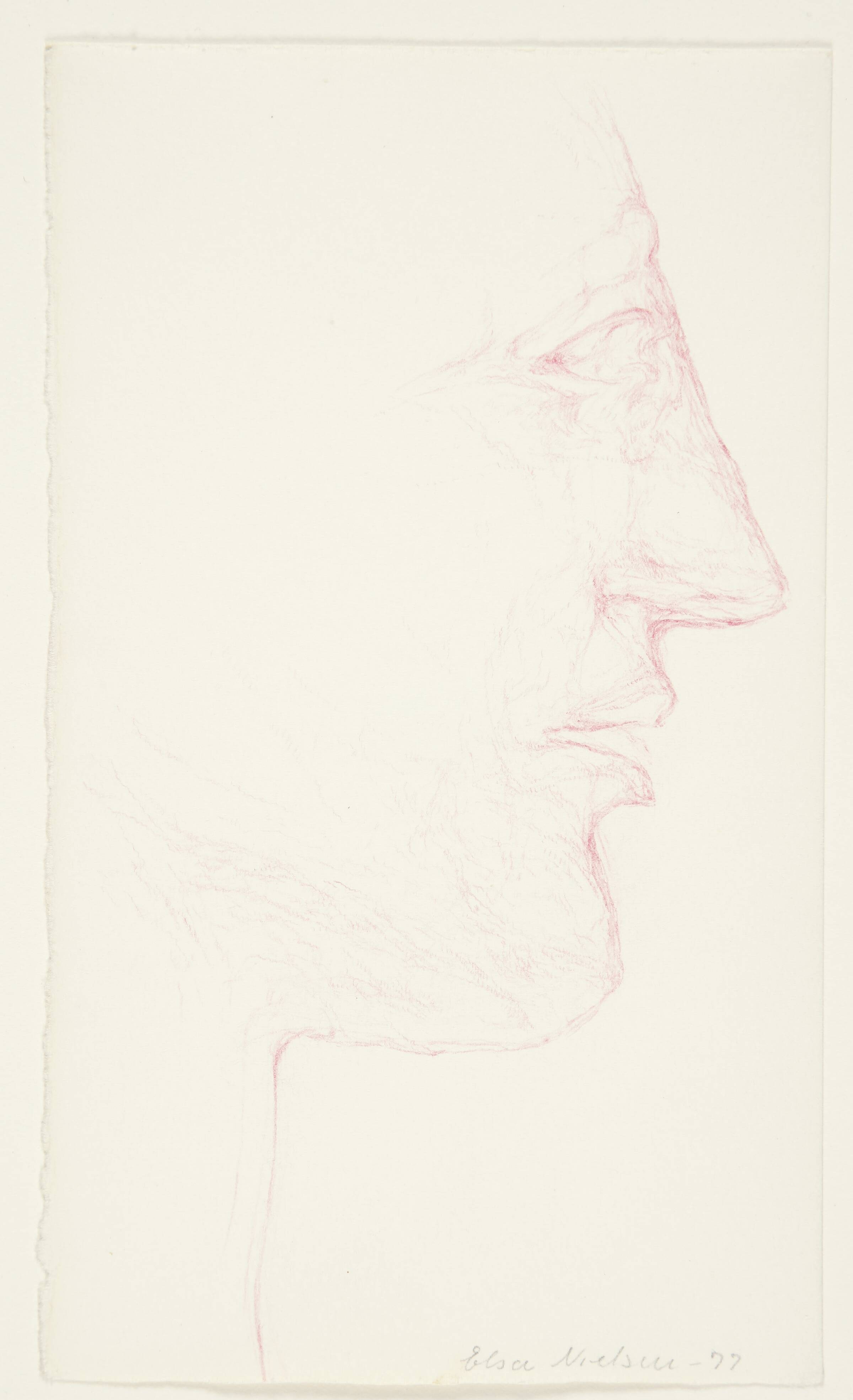 Detalje af antikt hoved; profil mod højre., Elsa Nielsen, 1977