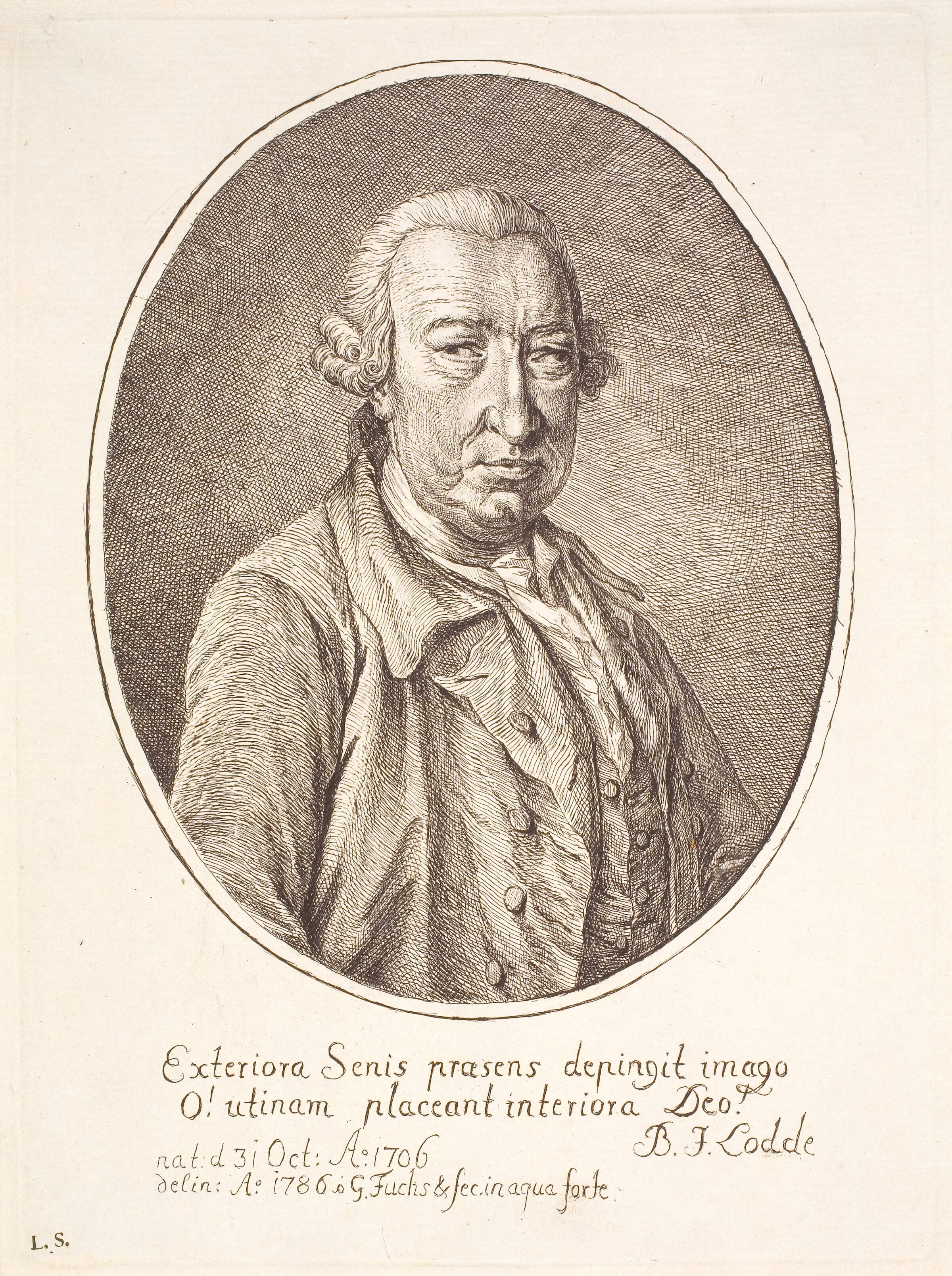 Portræt af Barthold Johan Lodde, oversætter, Georg Mathias Fuchs, 1786