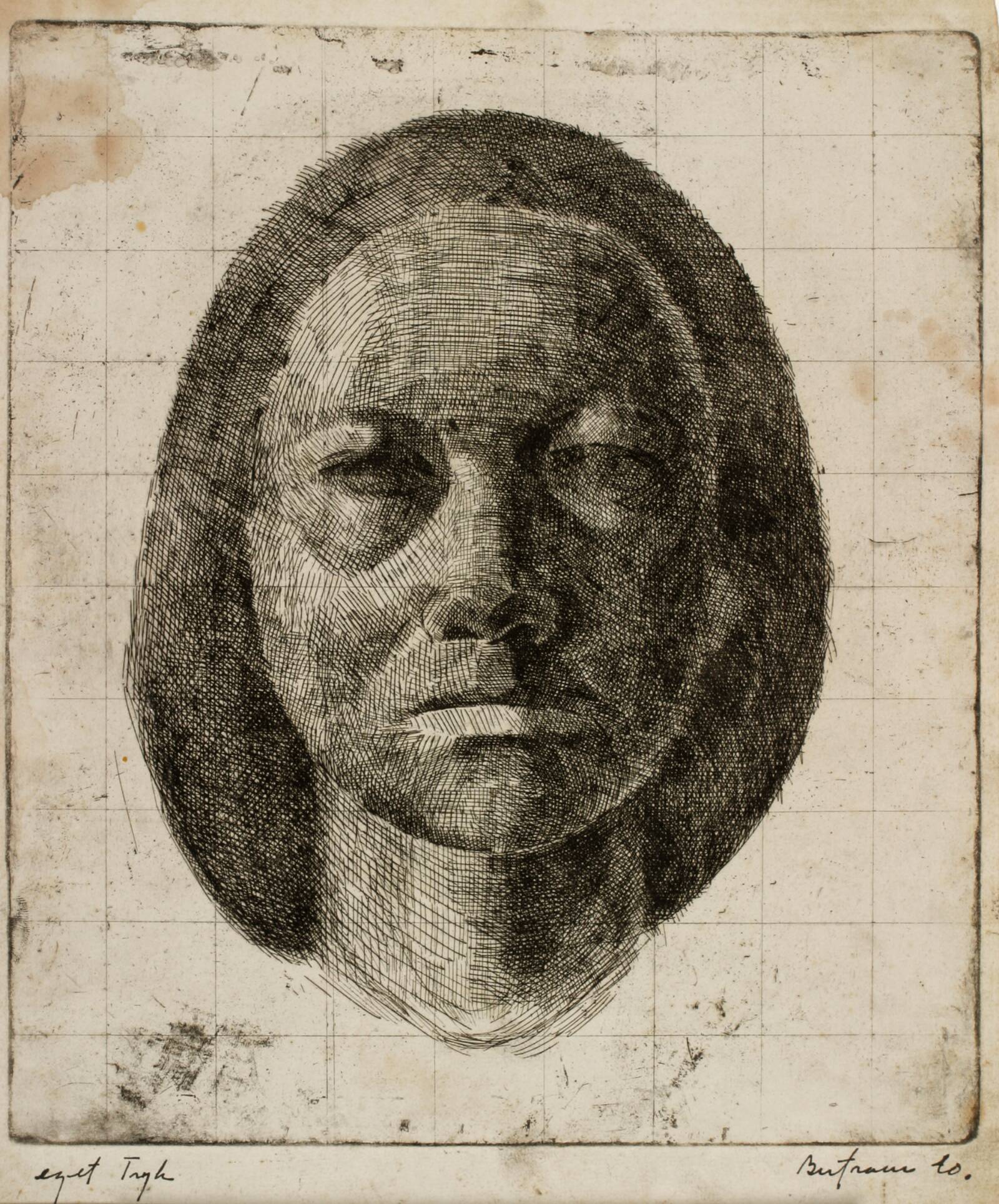 Kvindehoved, En face, Helge Bertram, 1940