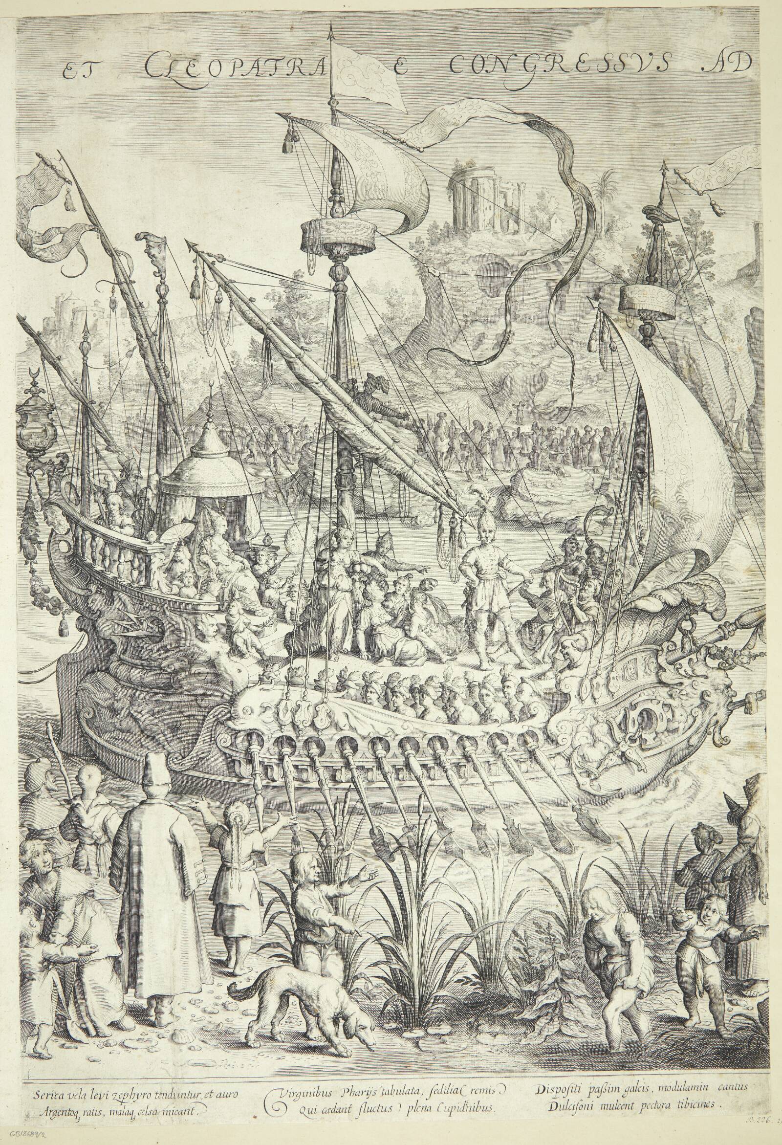 Kleopatra modtager Marcus Antonius, Jacob Matham, 1604-1608