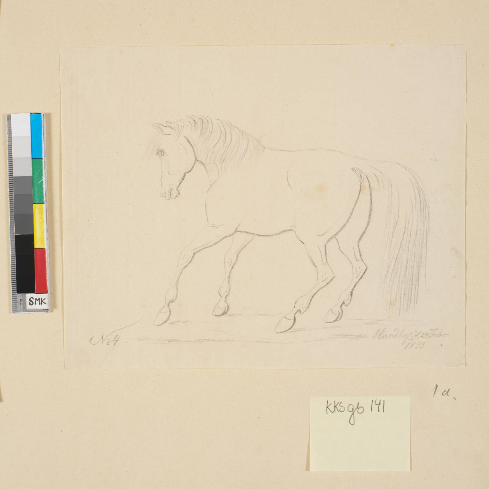 Hest, vendt mod venstre, Johan Thomas Lundbye, 1833