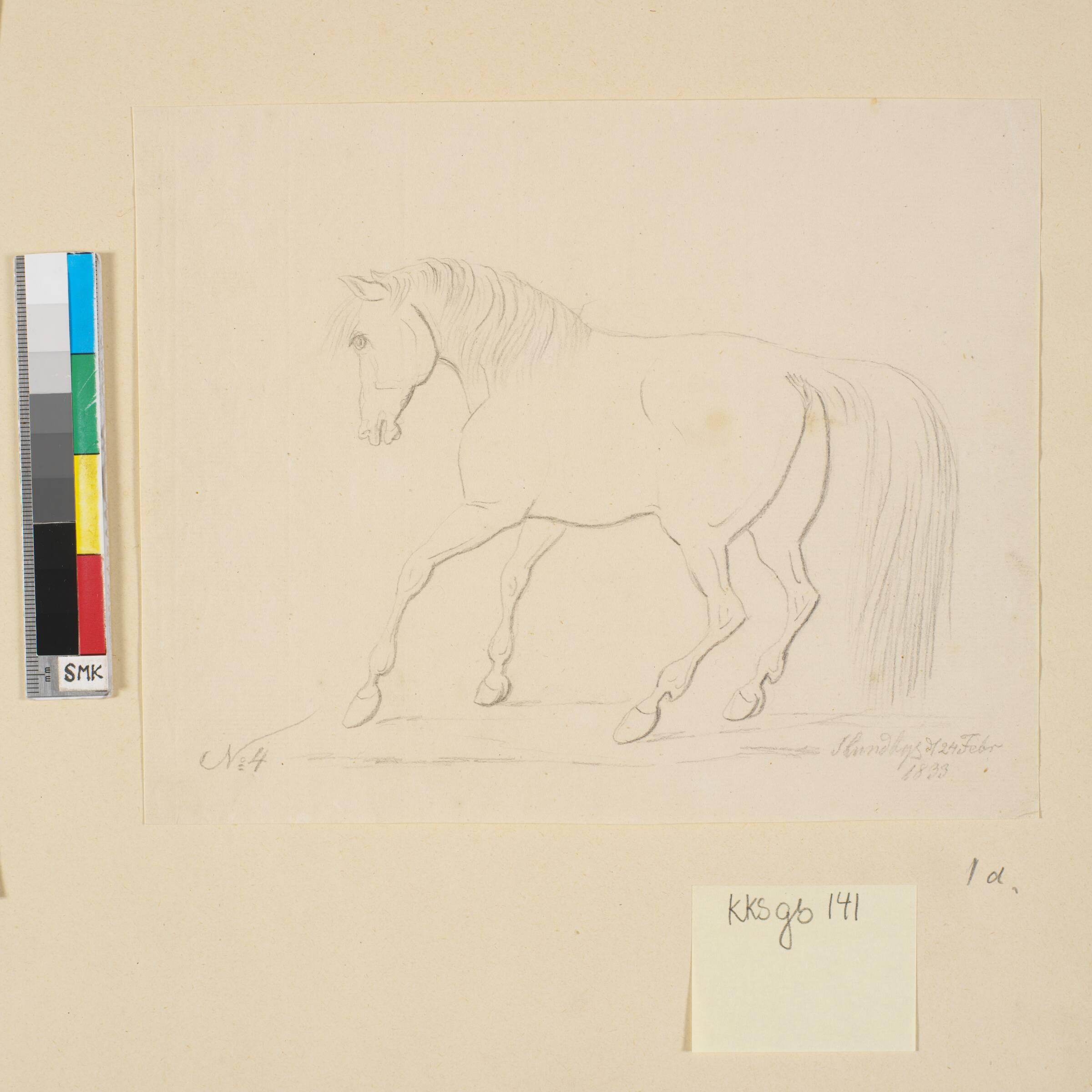 Hest, vendt mod venstre, Johan Thomas Lundbye, 1833