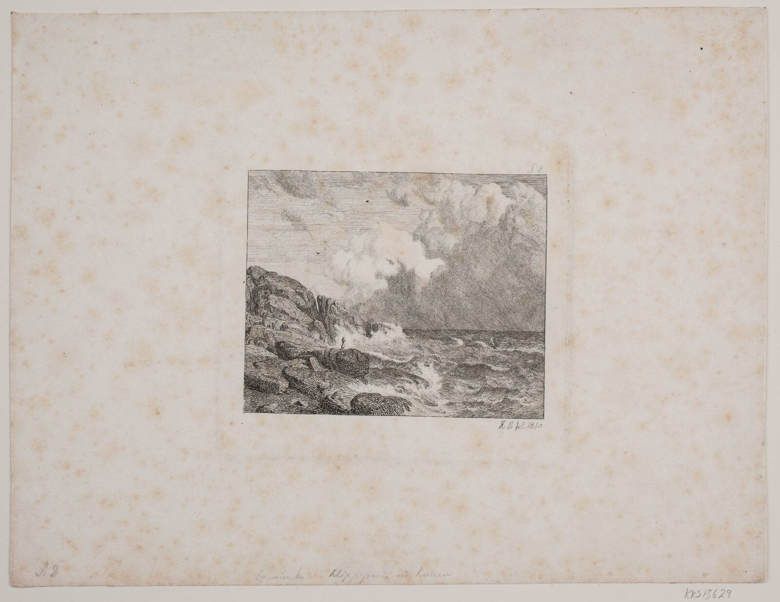 Klippeparti ved Kullen, Hermann Carmiencke, 1850