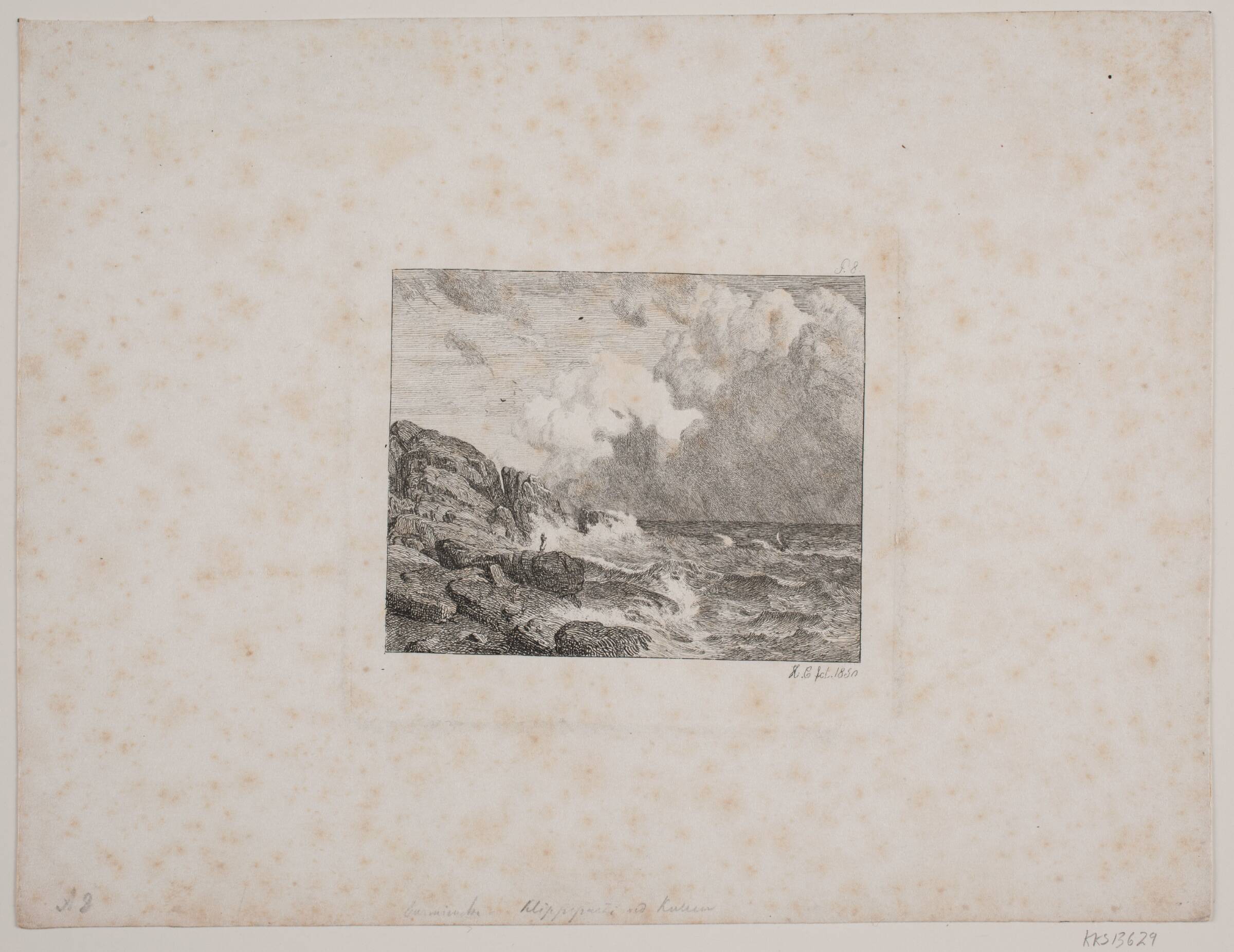Klippeparti ved Kullen, Hermann Carmiencke, 1850