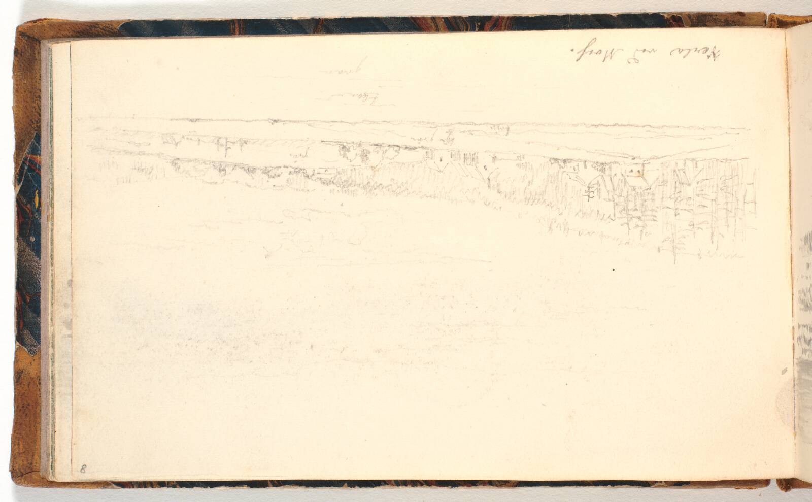 Skovlandskab med huse, Martinus Rørbye, 1832