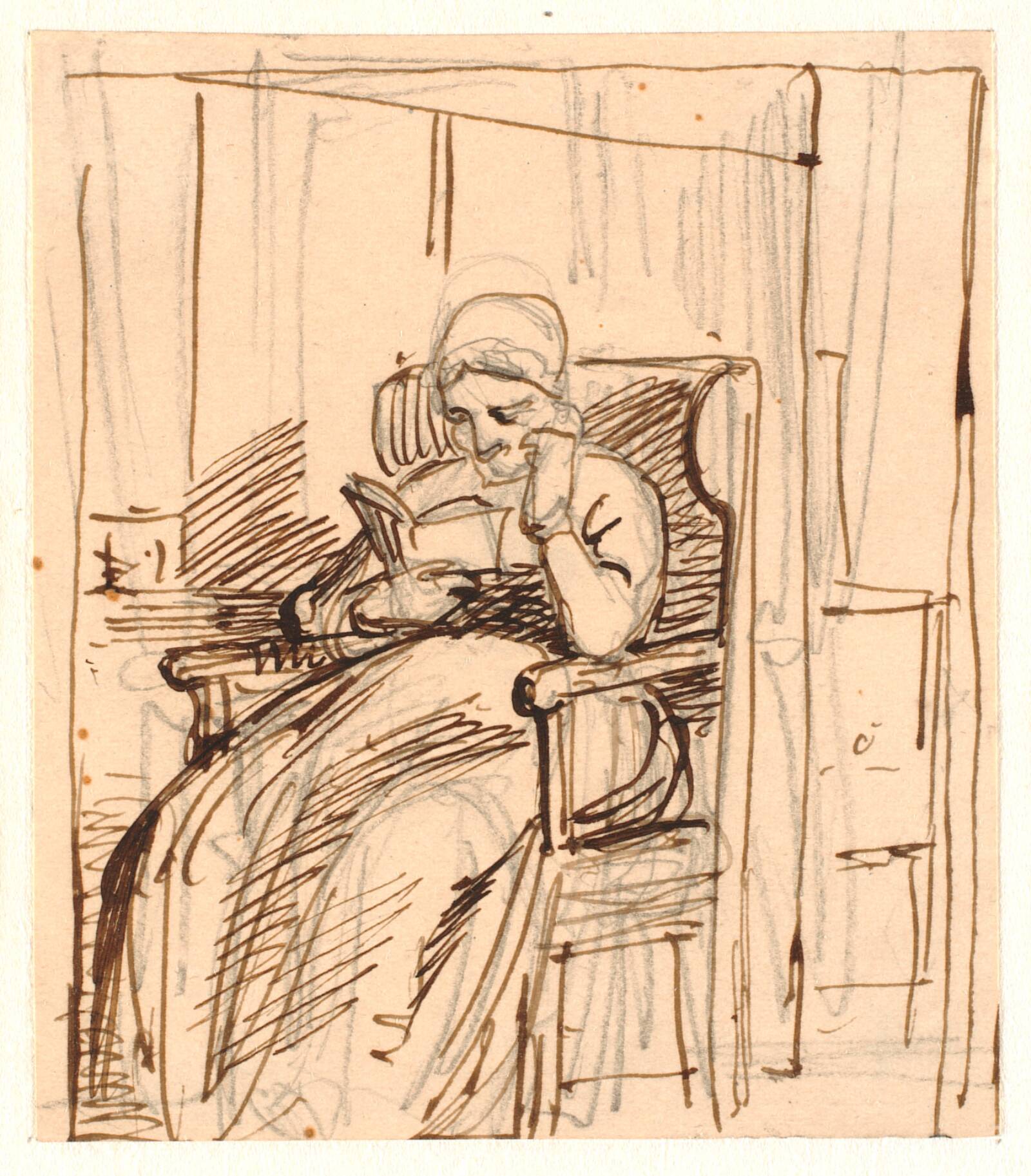 Læsende gammel dame, Wilhelm Marstrand, 1810-1873