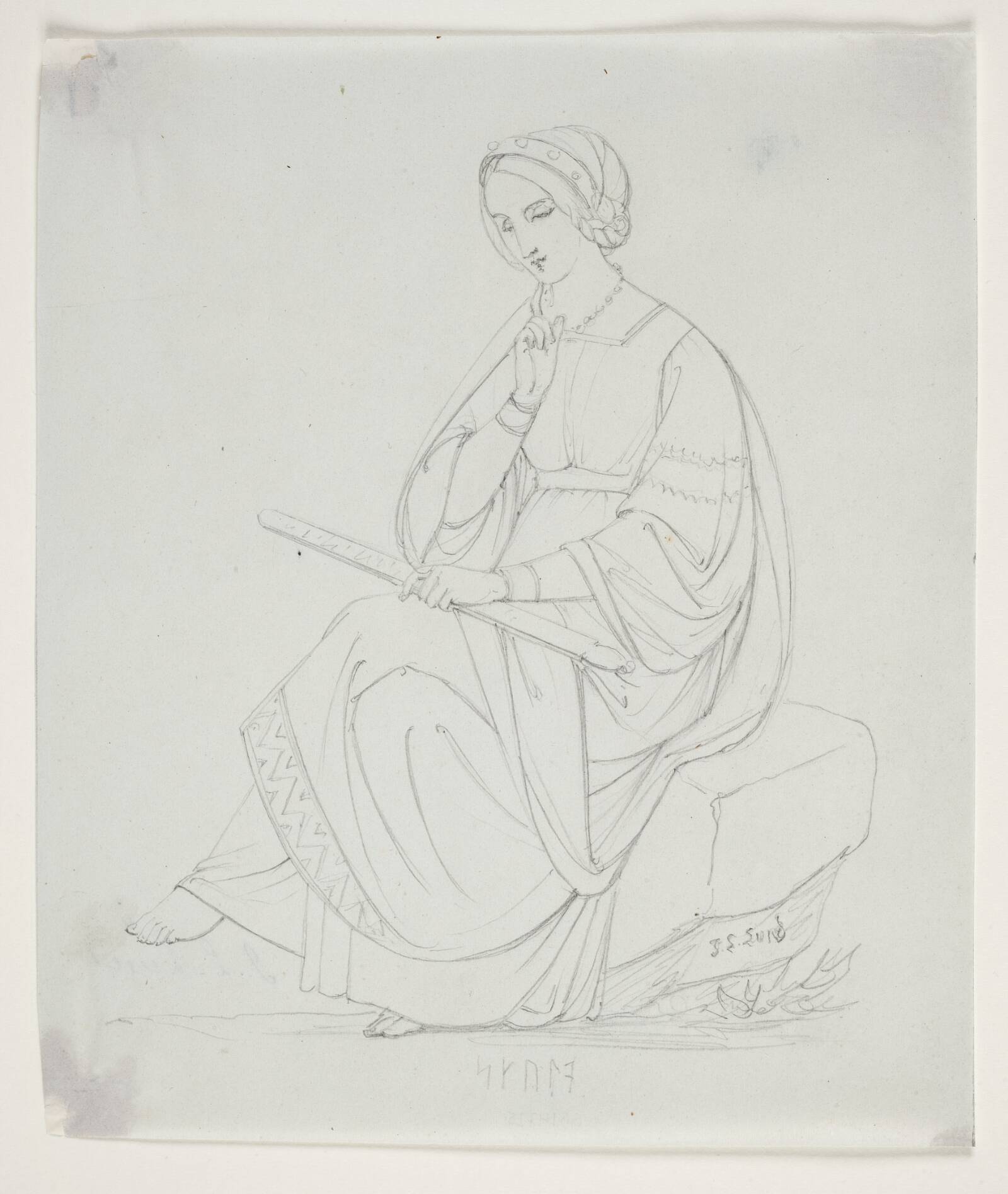 Studie til "De tre norner", J.L. Lund, 1840-1844