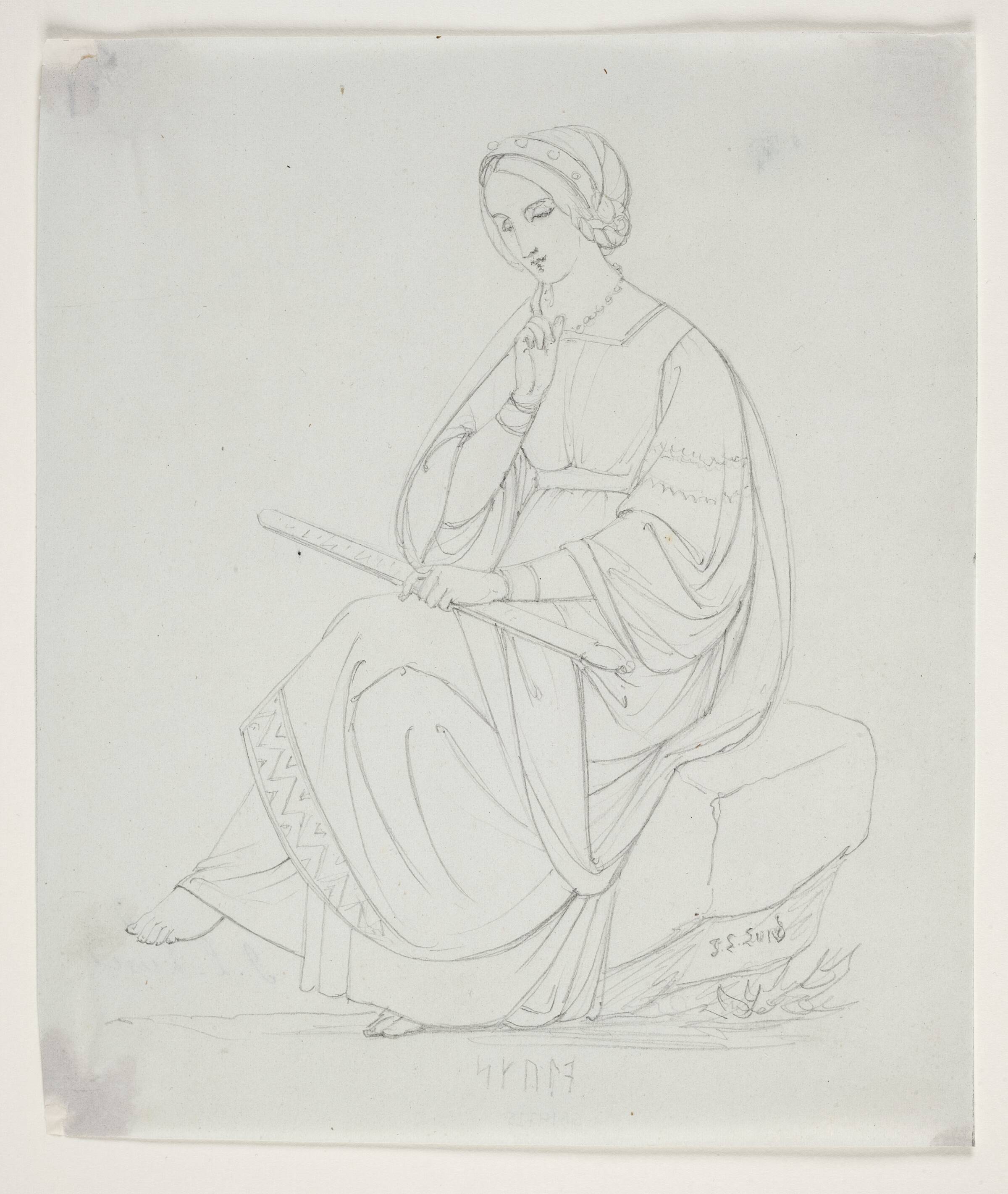 Studie til "De tre norner", J.L. Lund, 1840-1844
