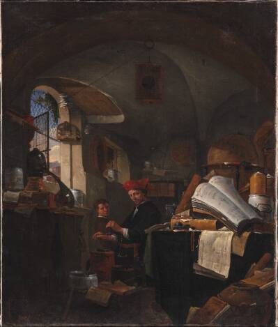 Alkymist i sit laboratorium