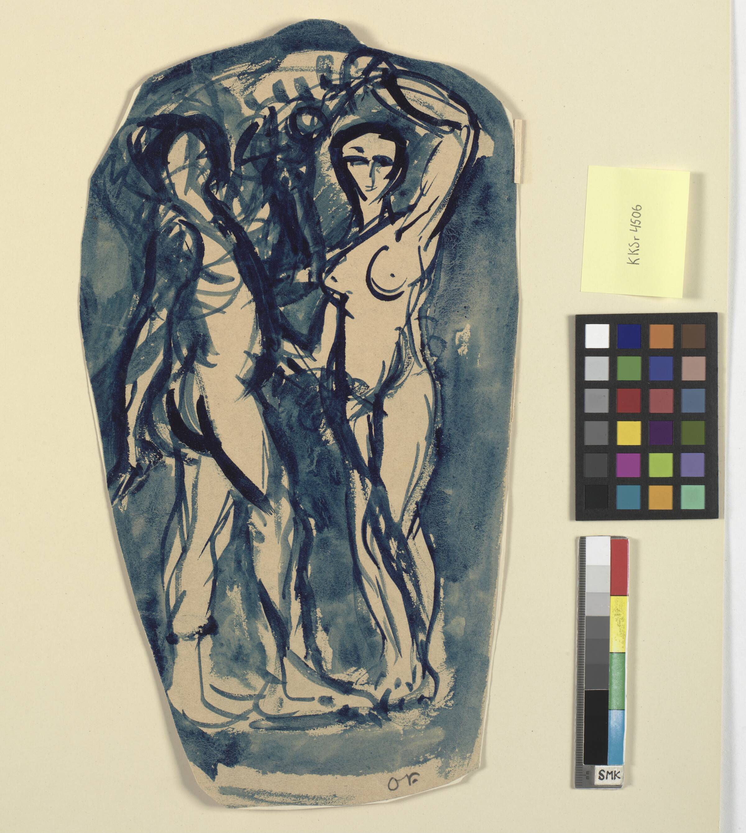 To stående, nøgne figurer (Adam og Eva?)., Emile Othon Friesz, 1907-1908