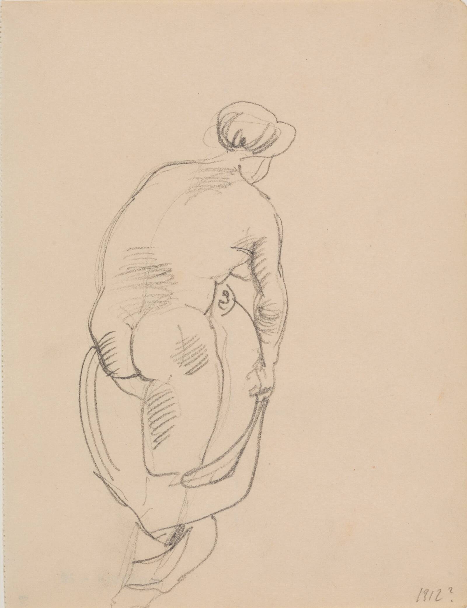 Stående nøgen kvinde, set fra ryggen, J.A. Jerichau, 1912