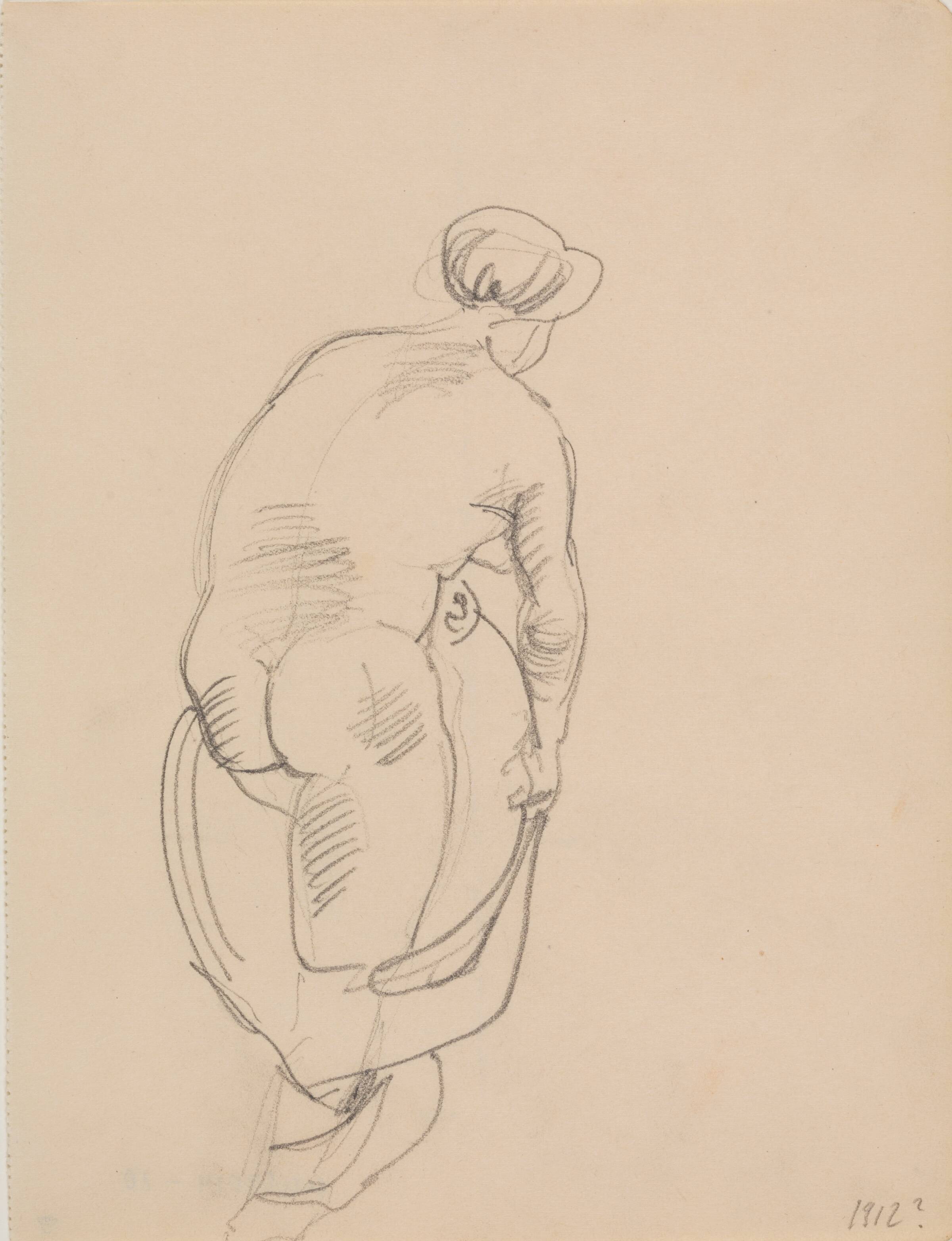 Stående nøgen kvinde, set fra ryggen, J.A. Jerichau, 1912