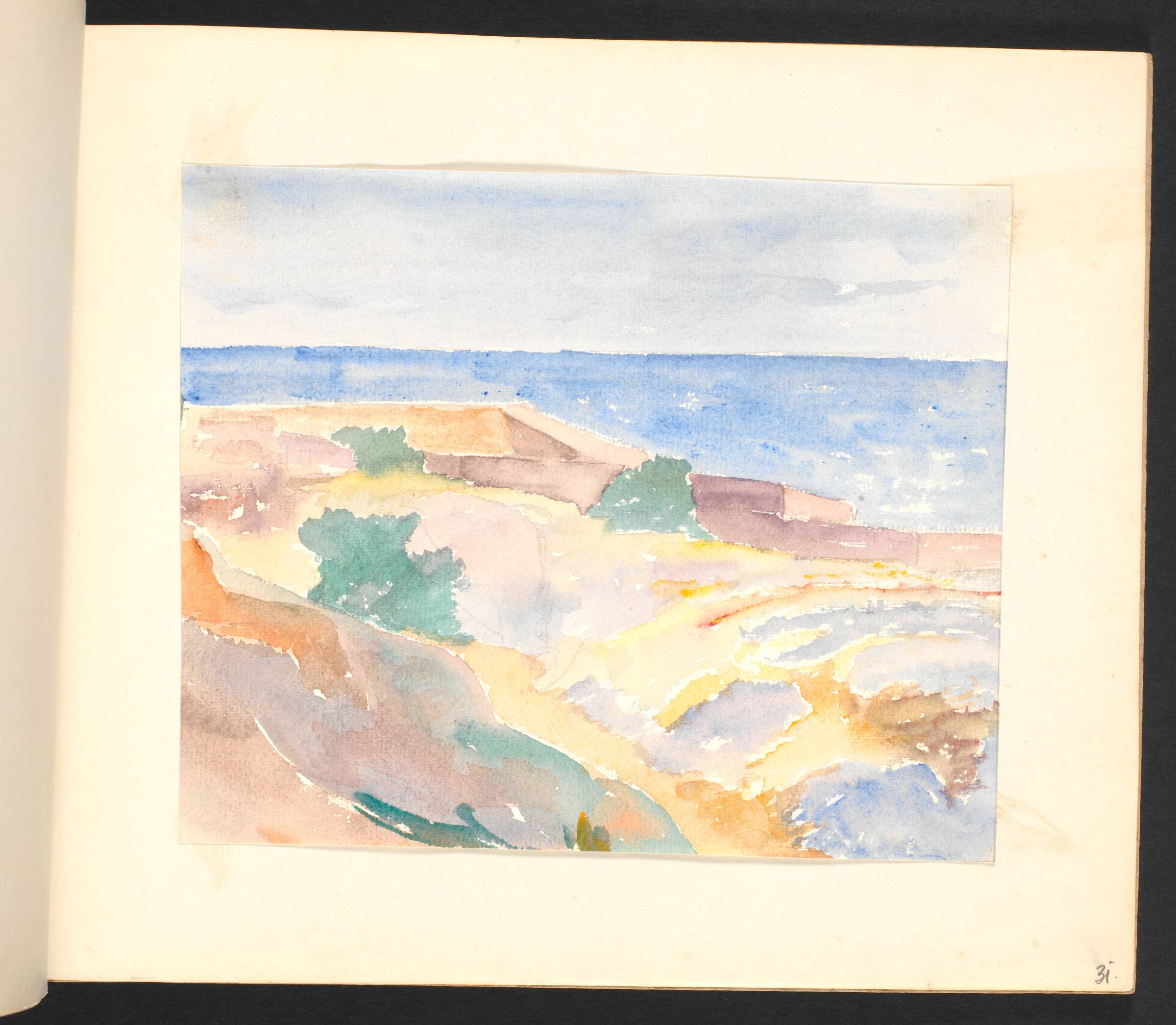 Bastion ved havet, i forgrunden en sti, Johannes Frederiksen, 1944