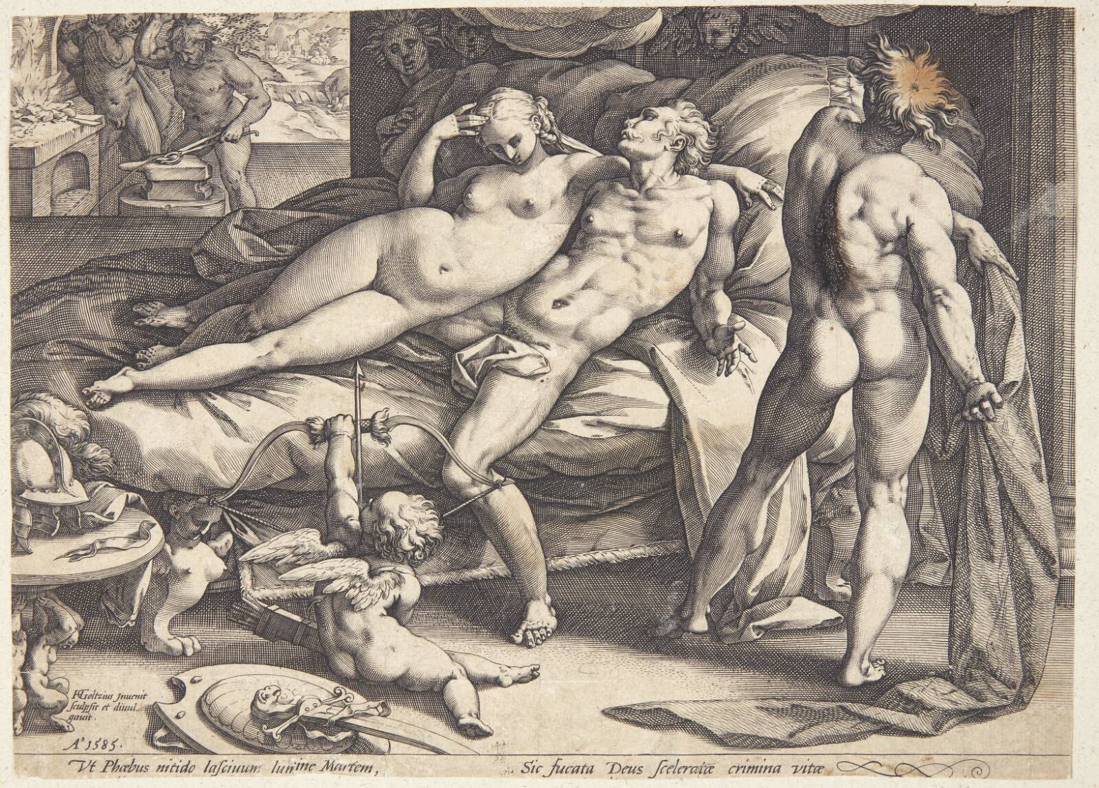 Mars og Venus overraskes af Vulkan, Hendrick Goltzius, 1585