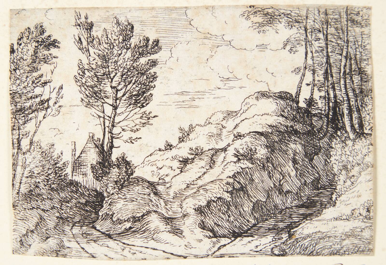 Korsvej med et hus, Lodewijk de Vadder, 1605-1655