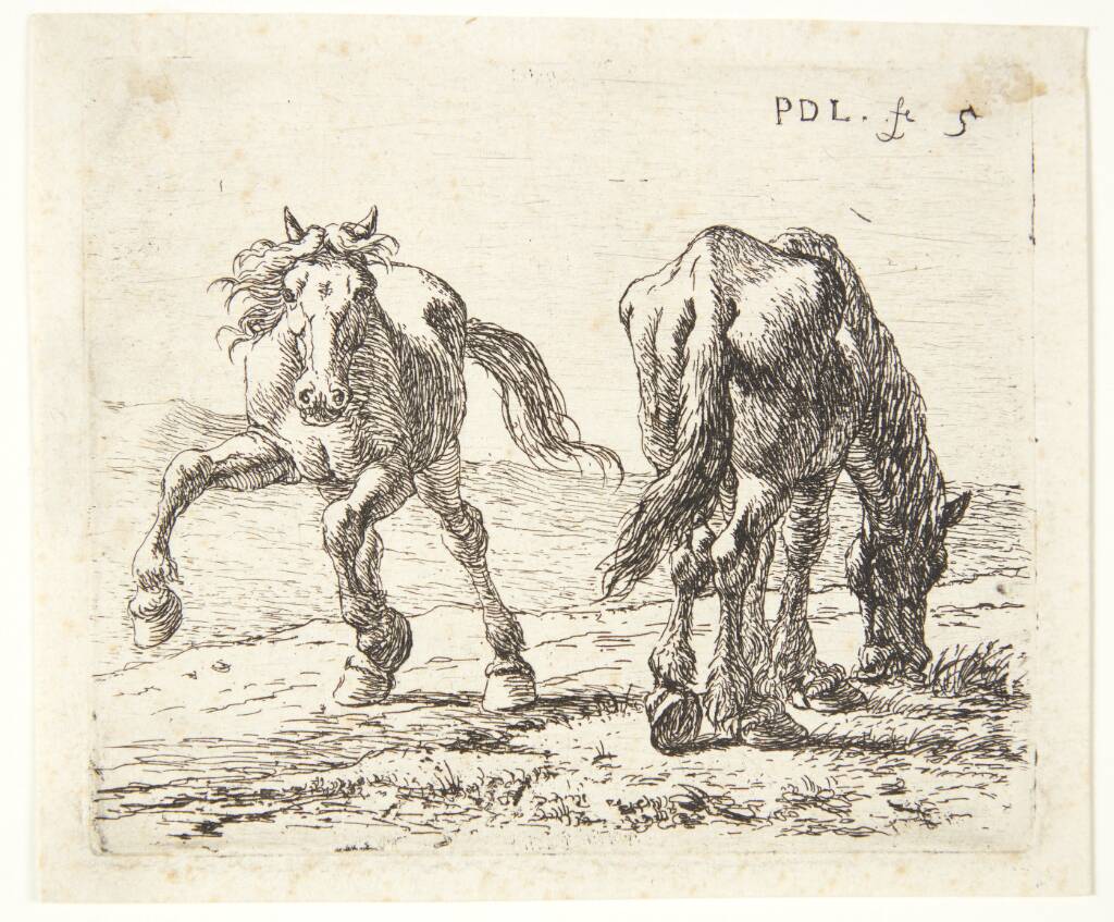 To heste på en eng, Pieter van Laer, 1599-1642