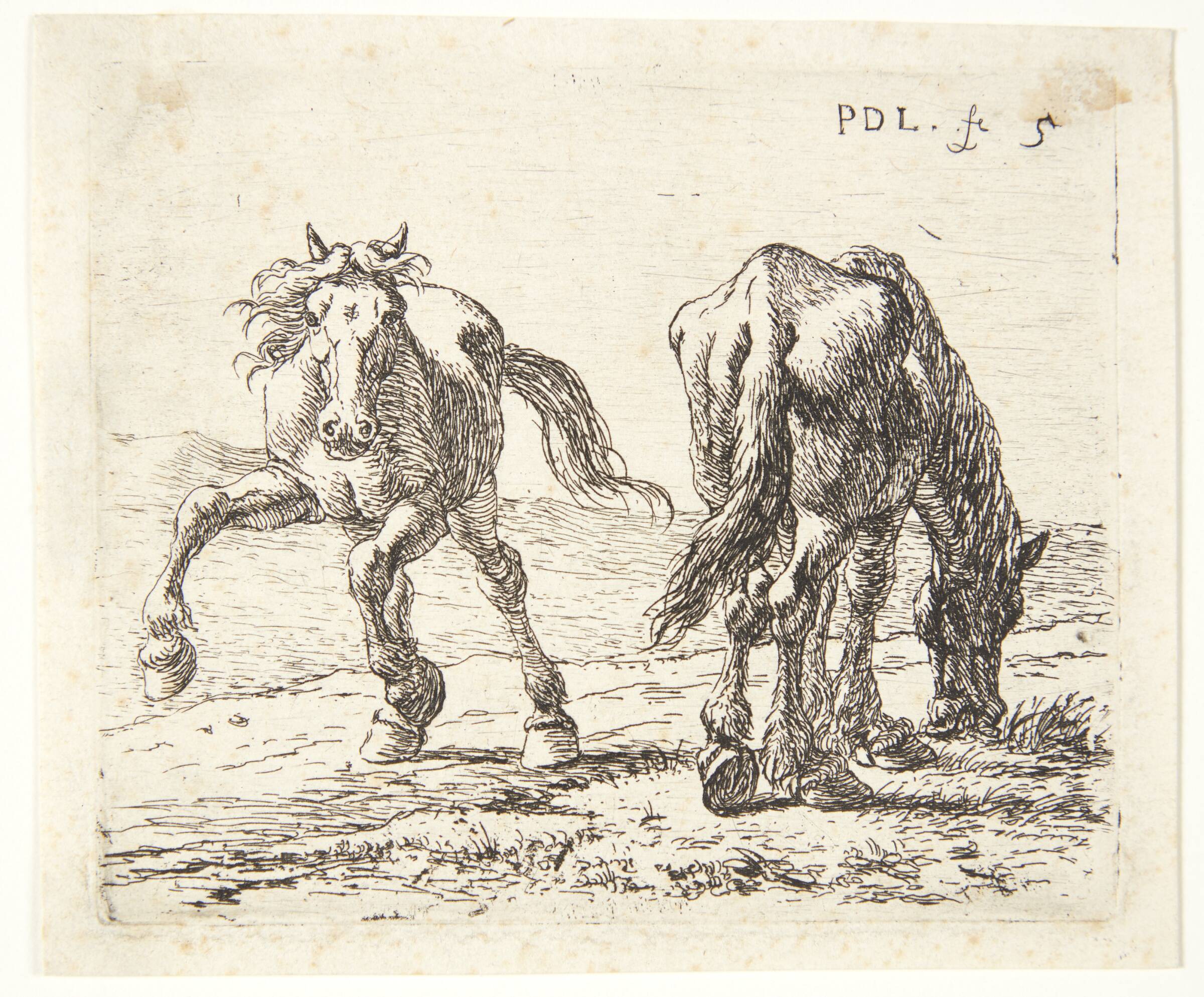 To heste på en eng, Pieter van Laer, 1599-1642