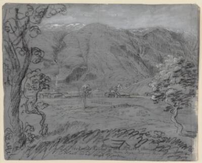 Urland Kirke og præstegård i Stemmedal, set mod fjorden