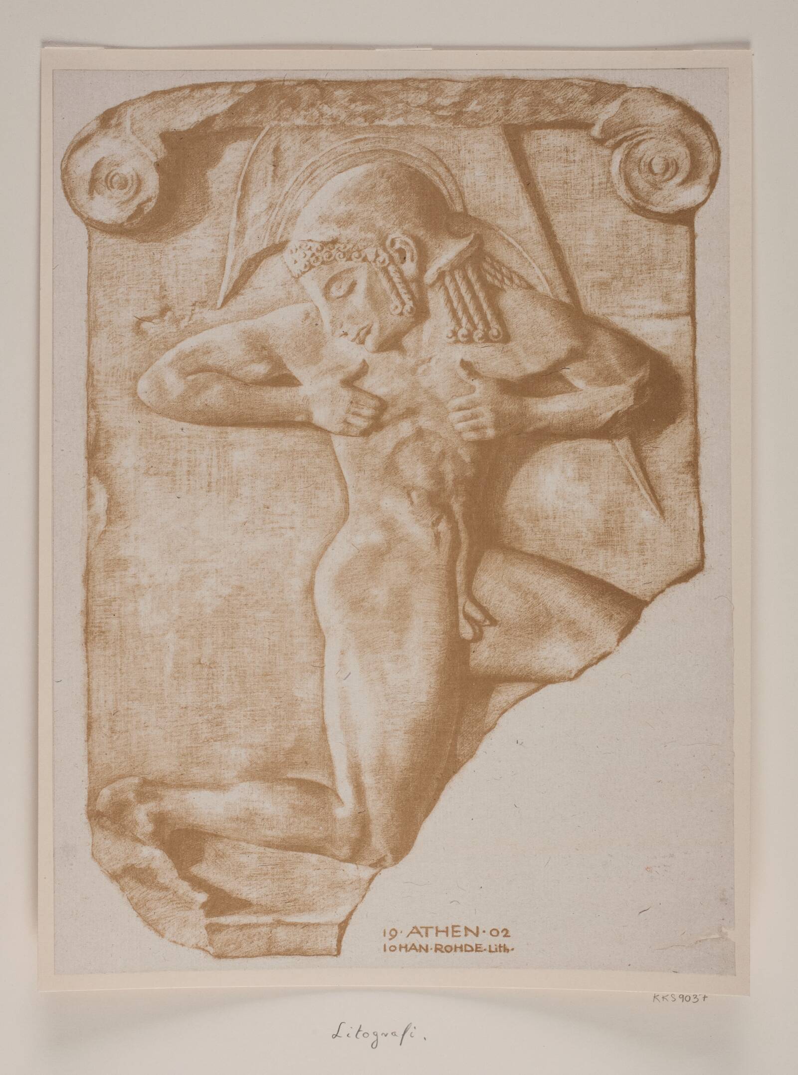 Våbenløberen. Græsk relief, Johan Rohde, 1902