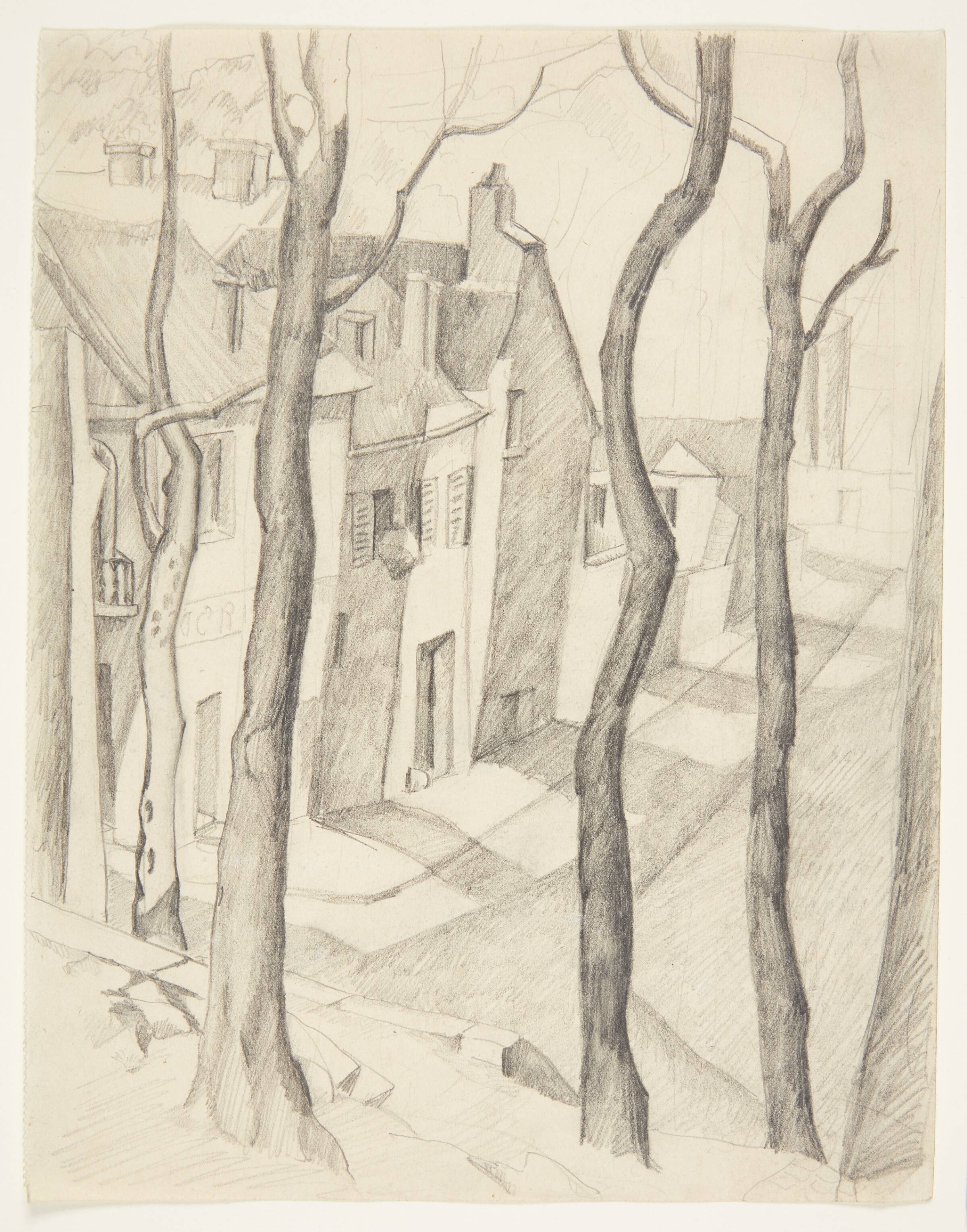 Træstammer. Gade i Arcueil, Ellen Fischer, 1914-1917