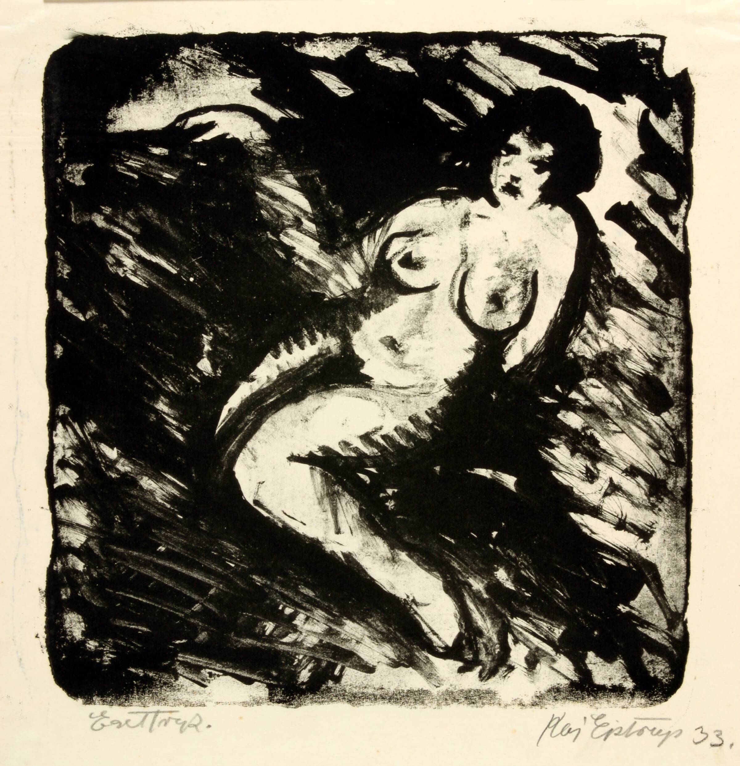 Tilbagelænet kvindelig model, Kaj Ejstrup, 1933